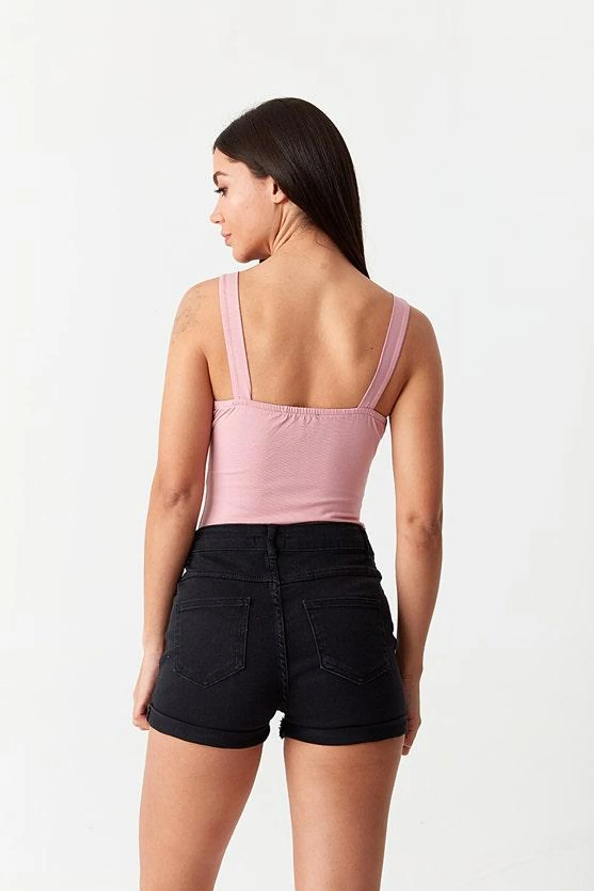 Pink Basic Seam Bodysuit