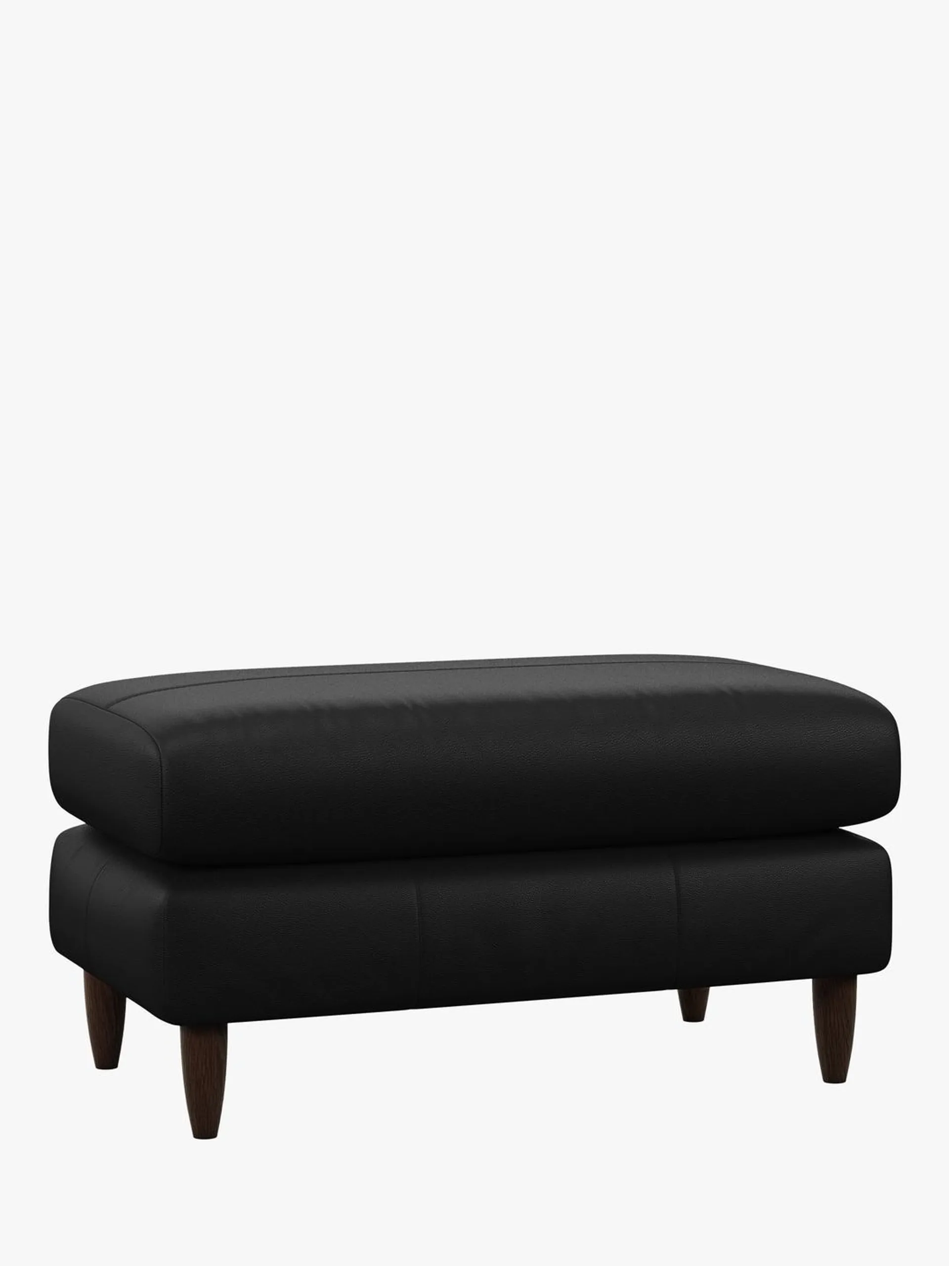 John Lewis Bailey II Leather Footstool, Dark Leg, Matt Black