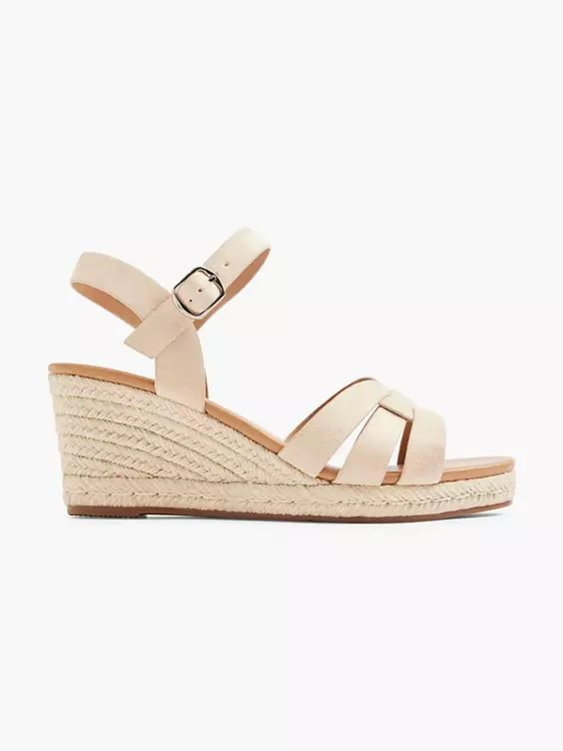 Neutral Woven Strapped Wedge Heel