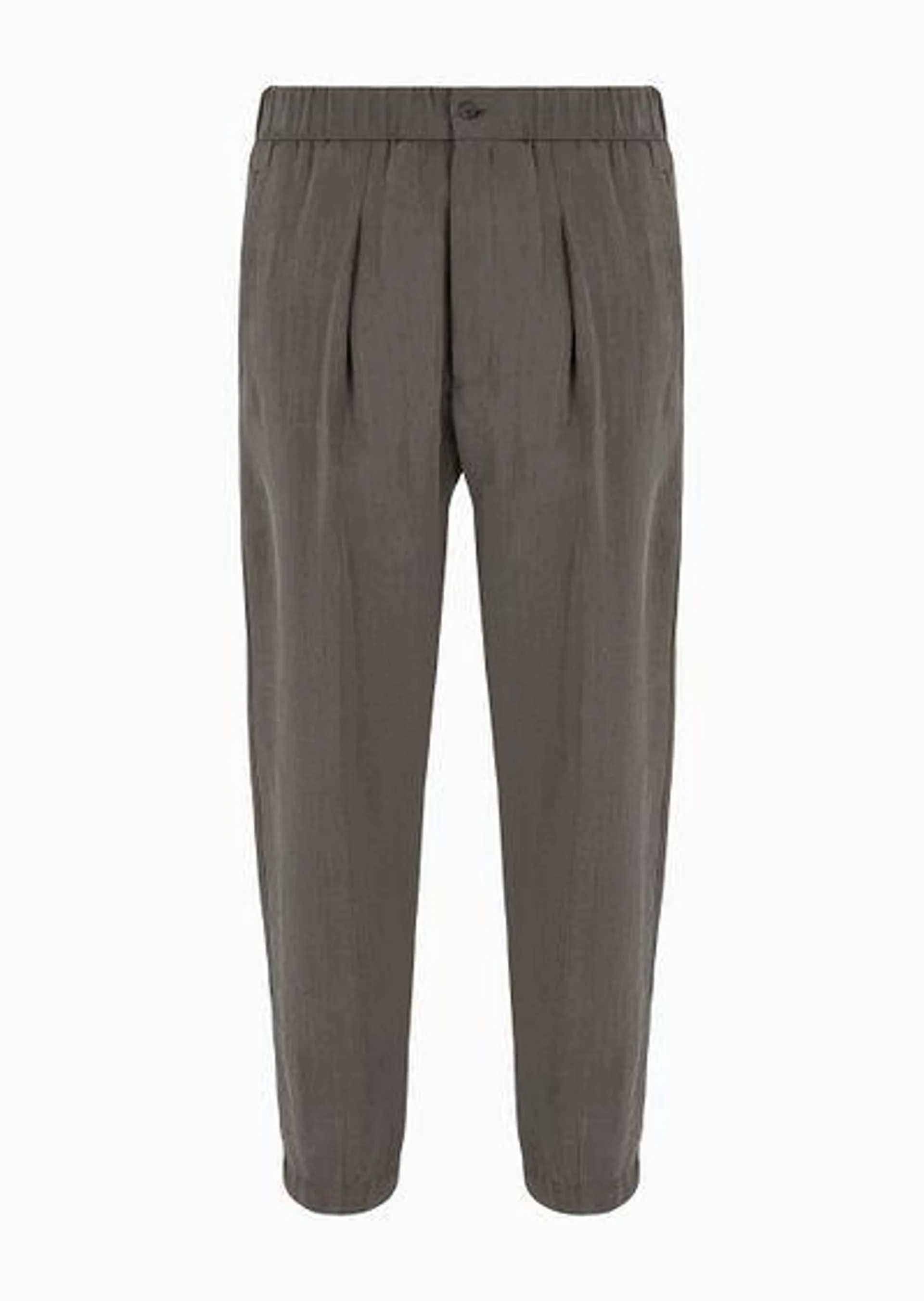 Washed, silk-blend, single-pleat trousers