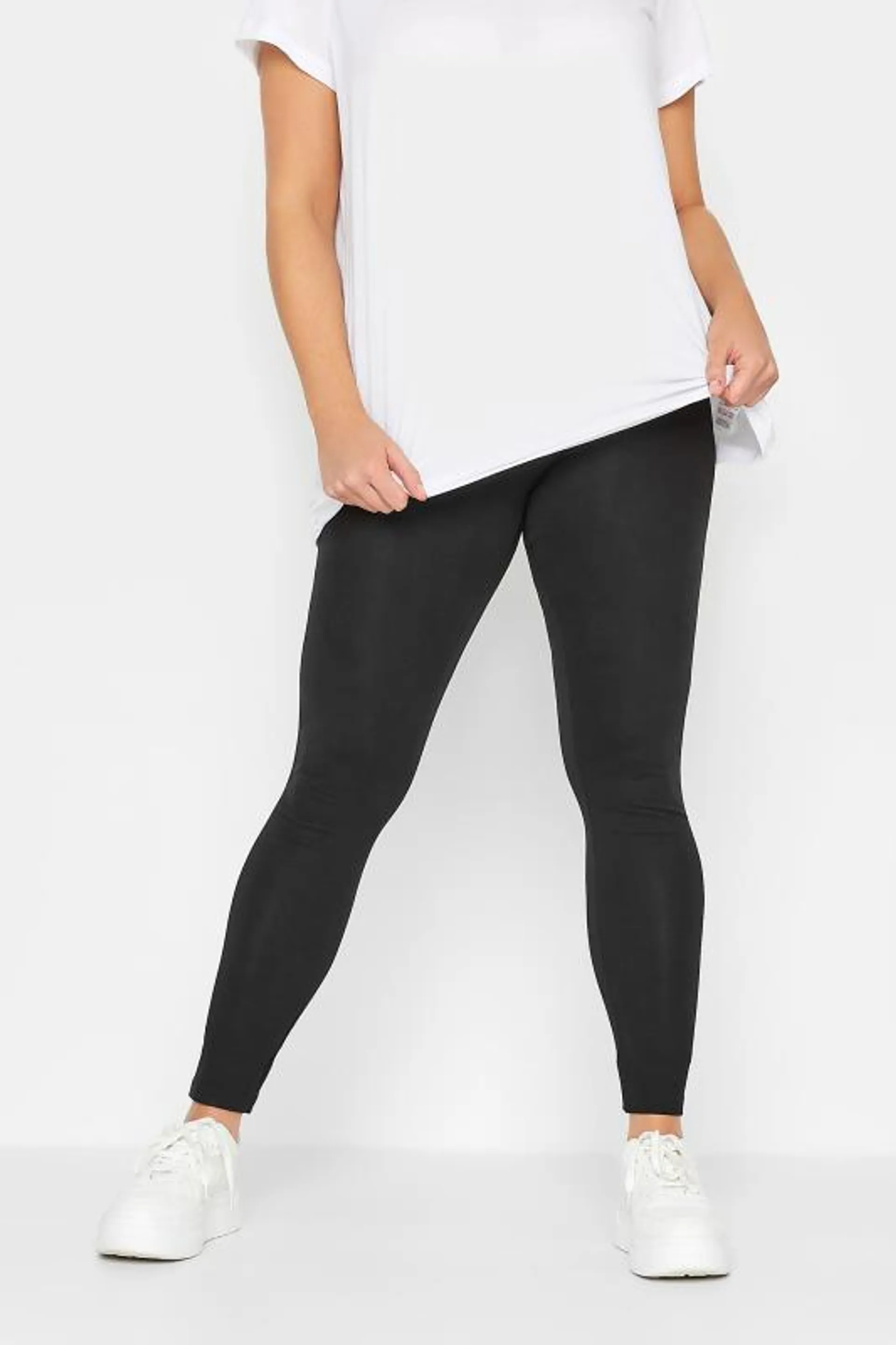 YOURS FOR GOOD Curve Black Cotton Stretch Leggings