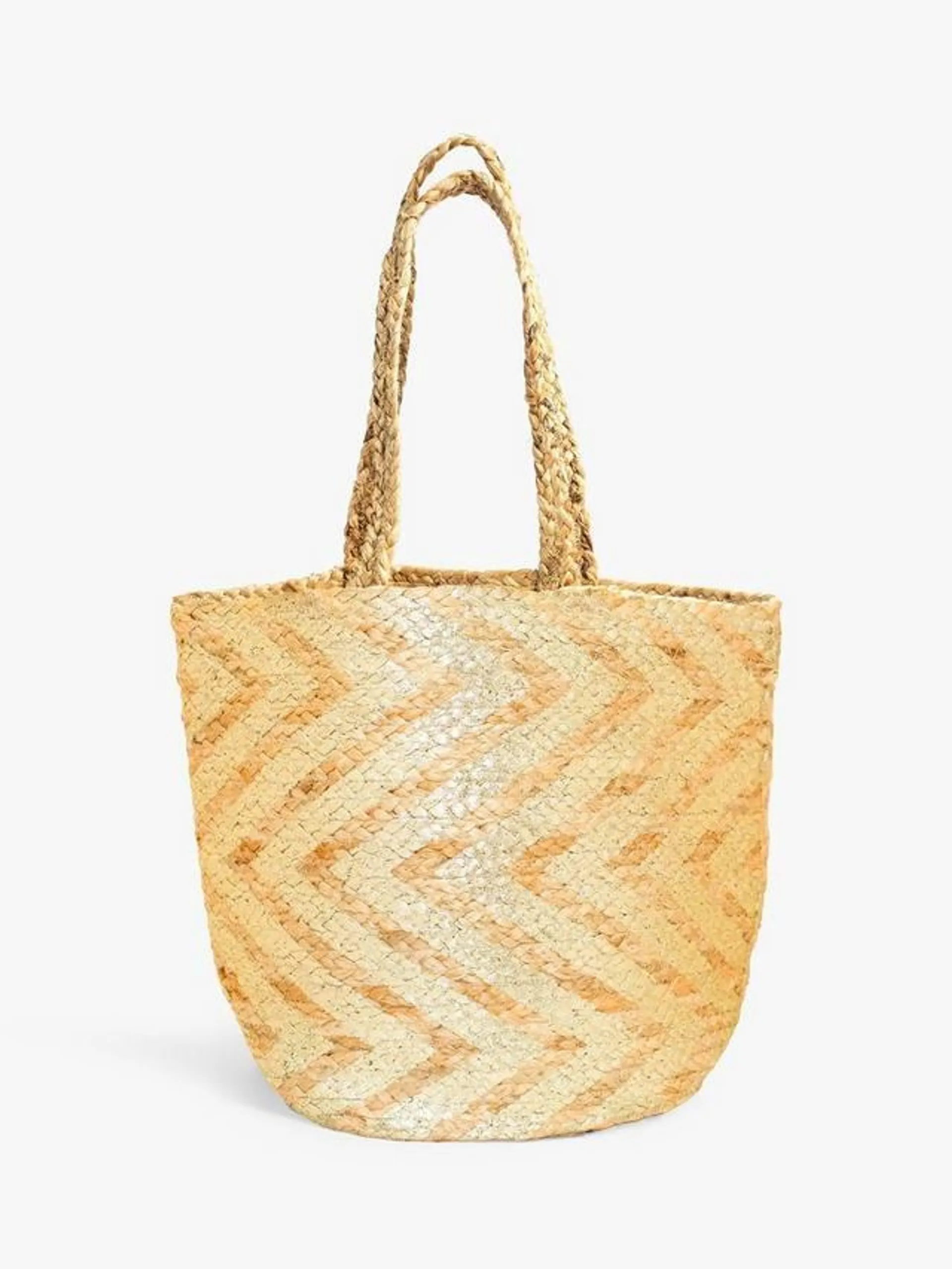 Whitley Jute Chevron Basket Bag, Natural