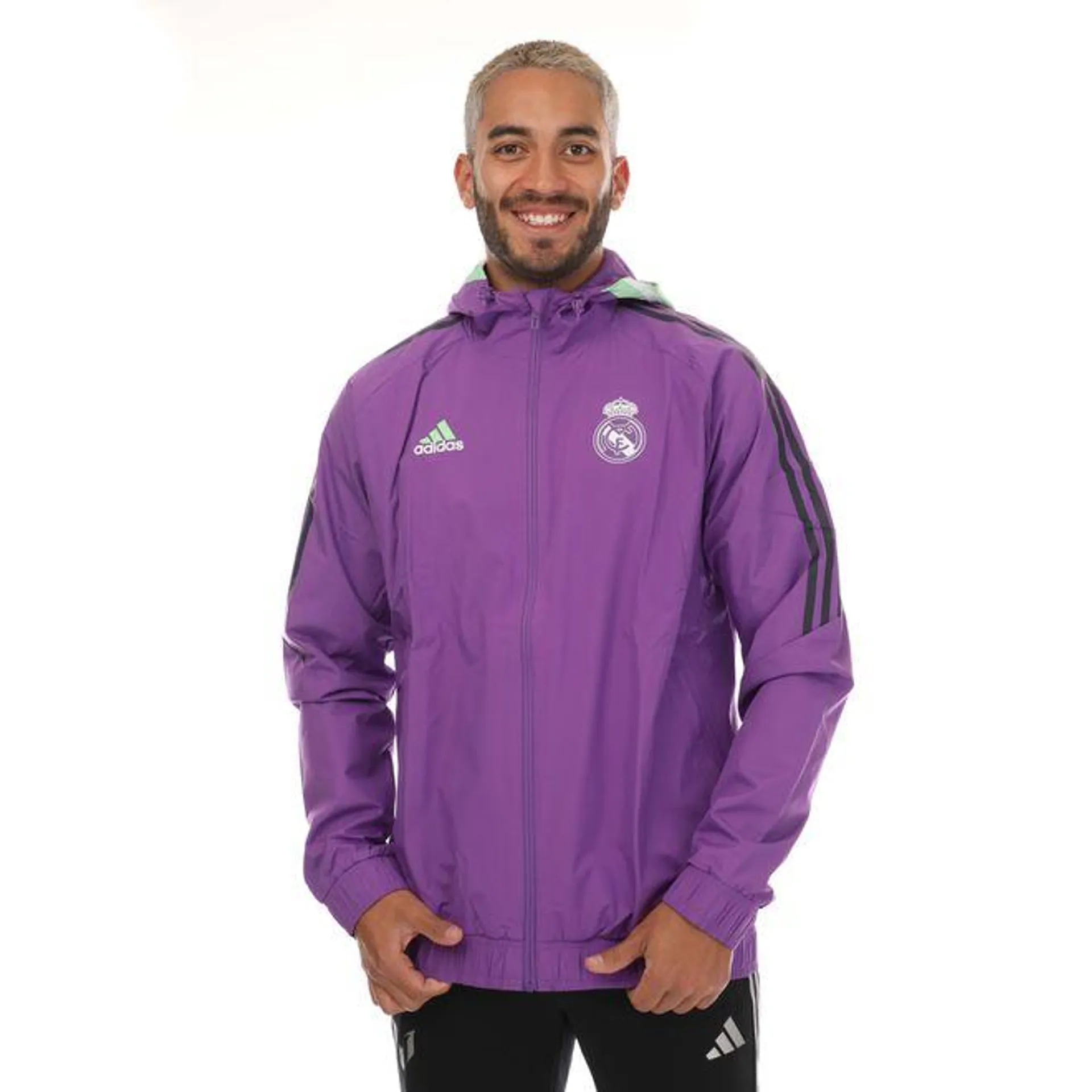 adidas Mens Real Madrid 2022/23 All-Weather Jacket in Purple