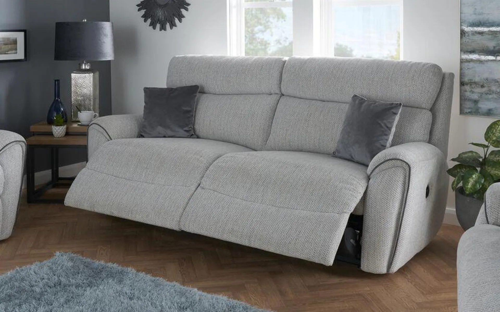 Pittsburgh Fabric 3 Seater Power Recliner Sofa