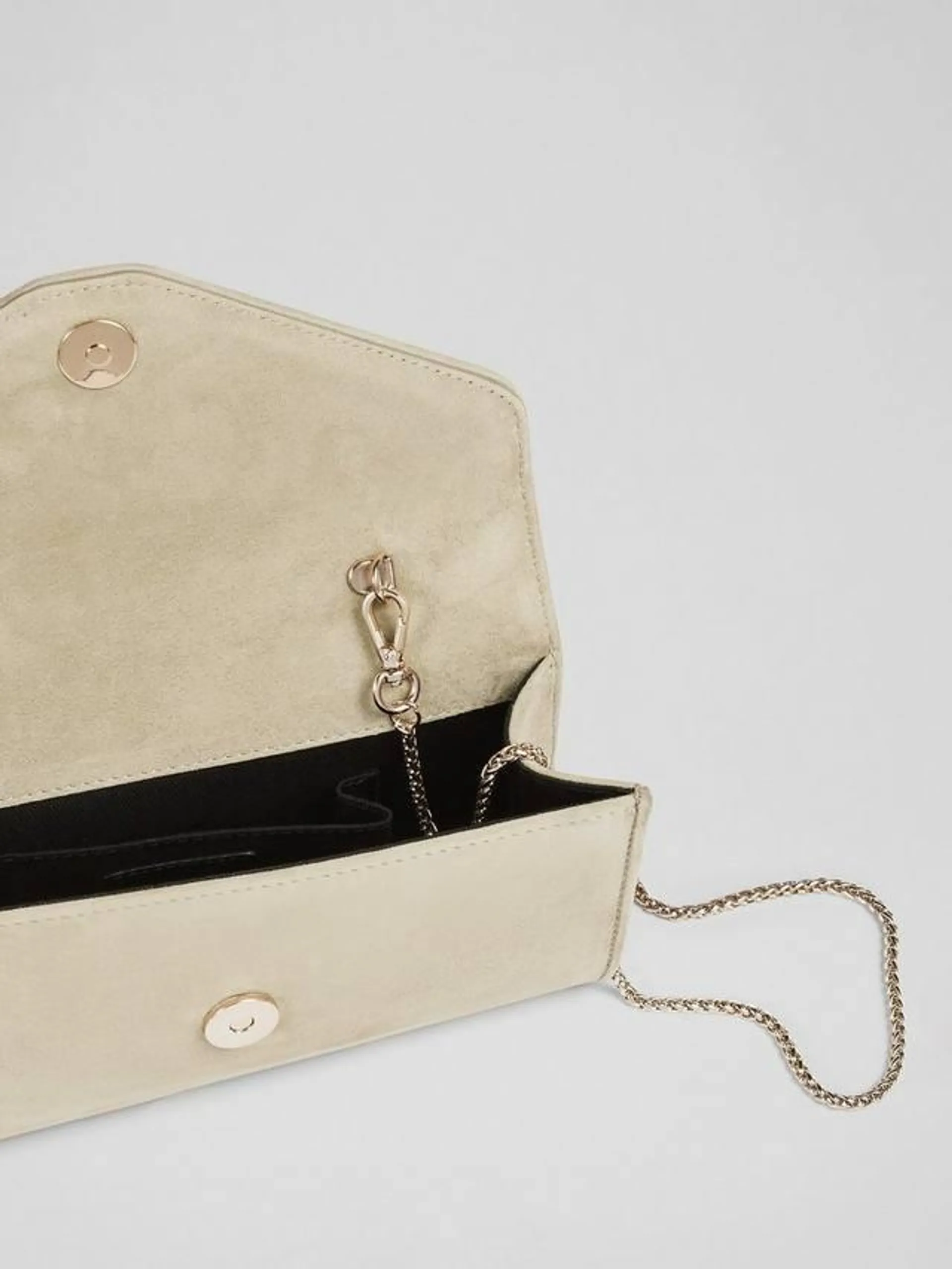 Dominica Suede Clutch Bag, Trench, One Size