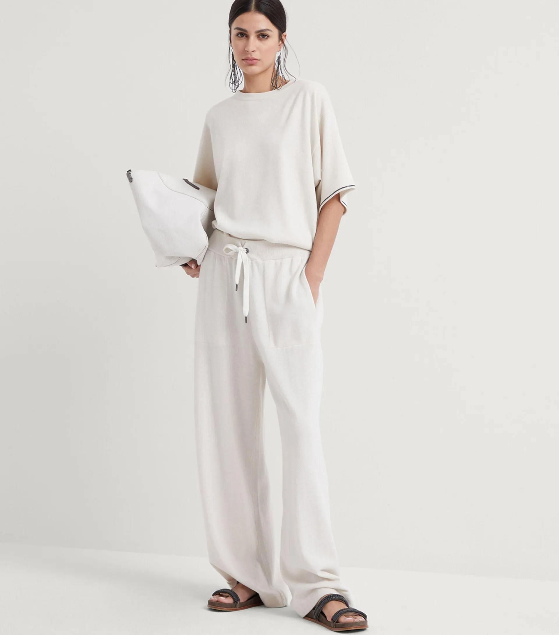 Virgin Wool, Cashmere and Silk Knit Trousers