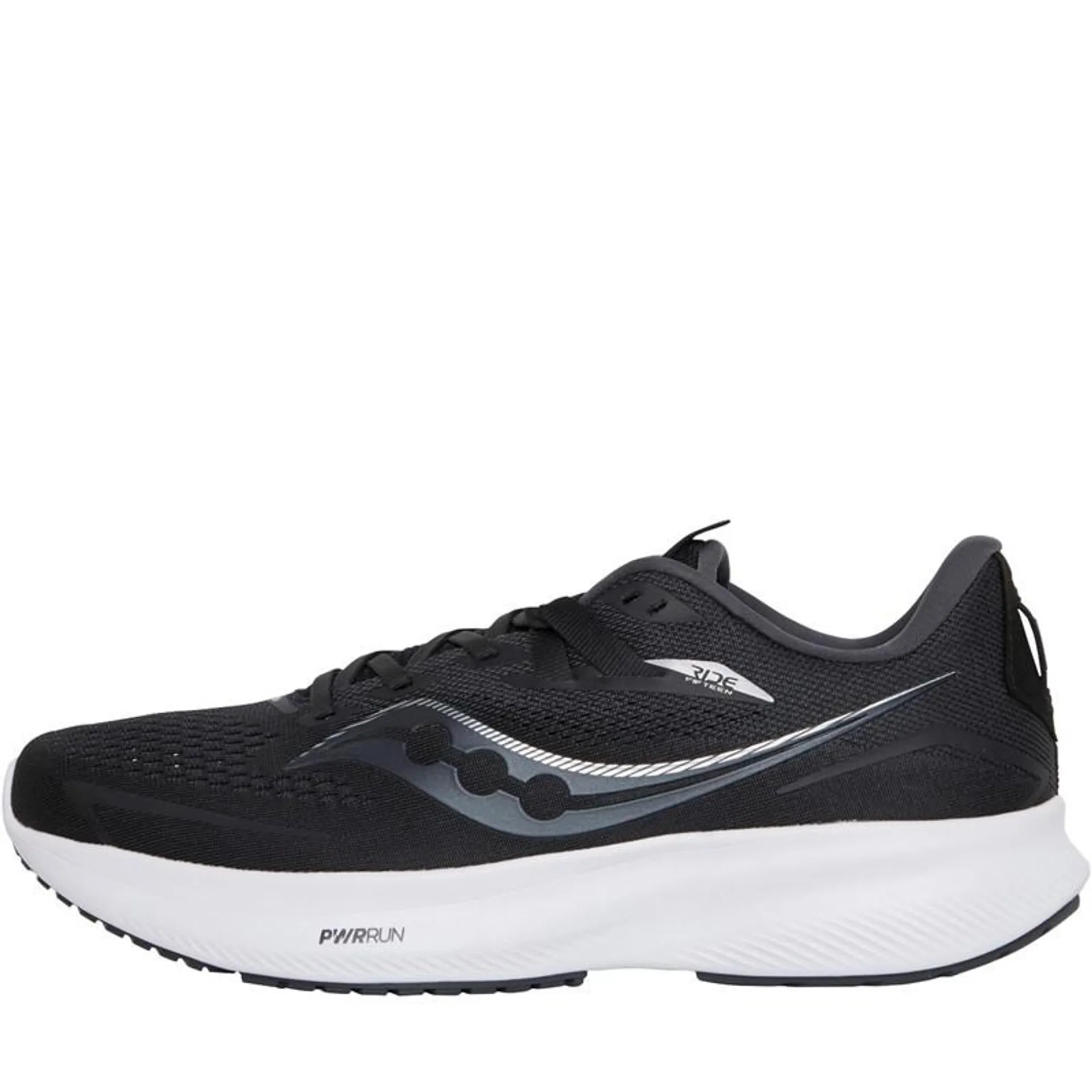 Saucony Mens Ride 15 Neutral Running Shoes Black/​White