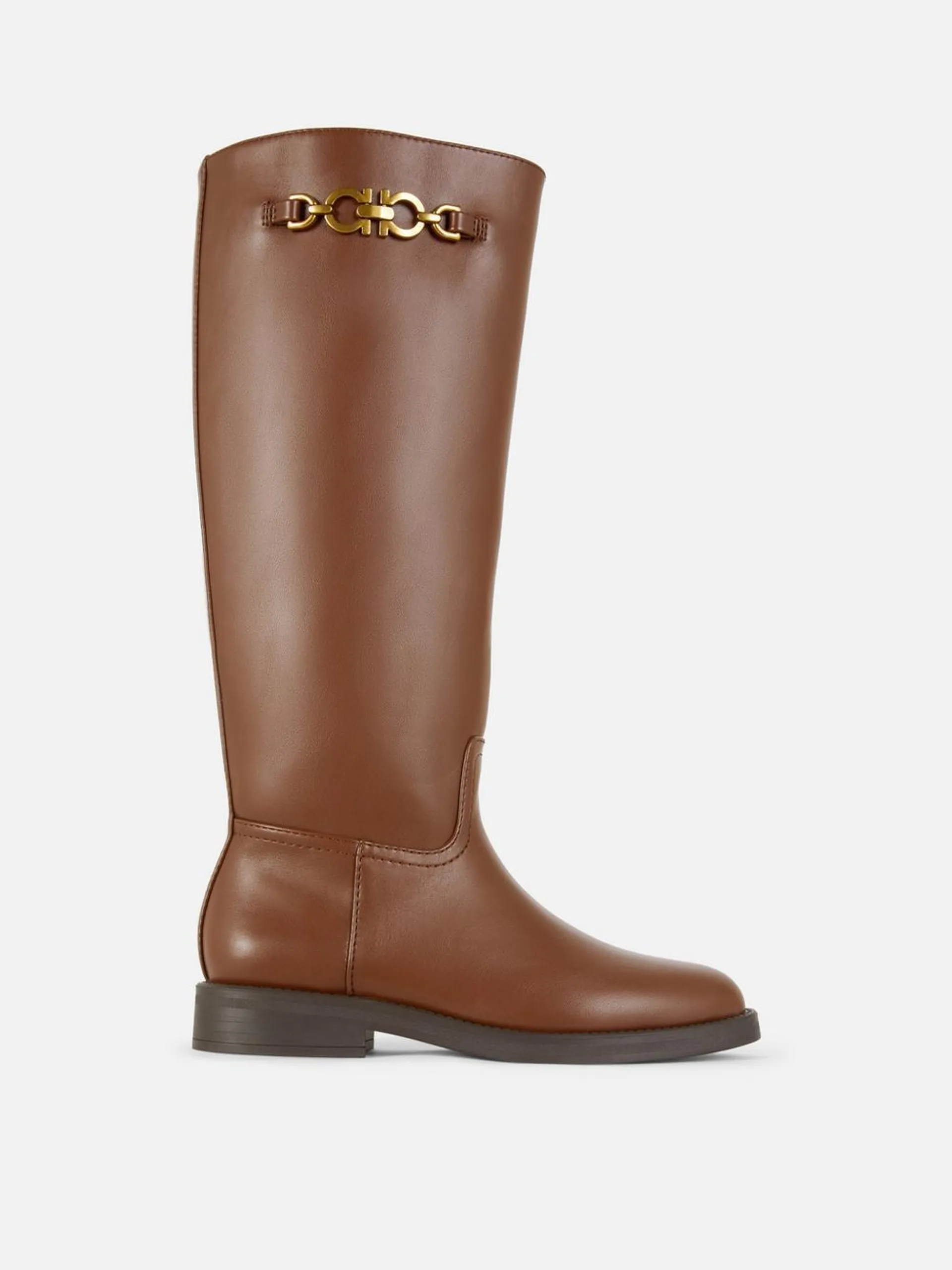 Wide Fit Chain Detail Riding Boots