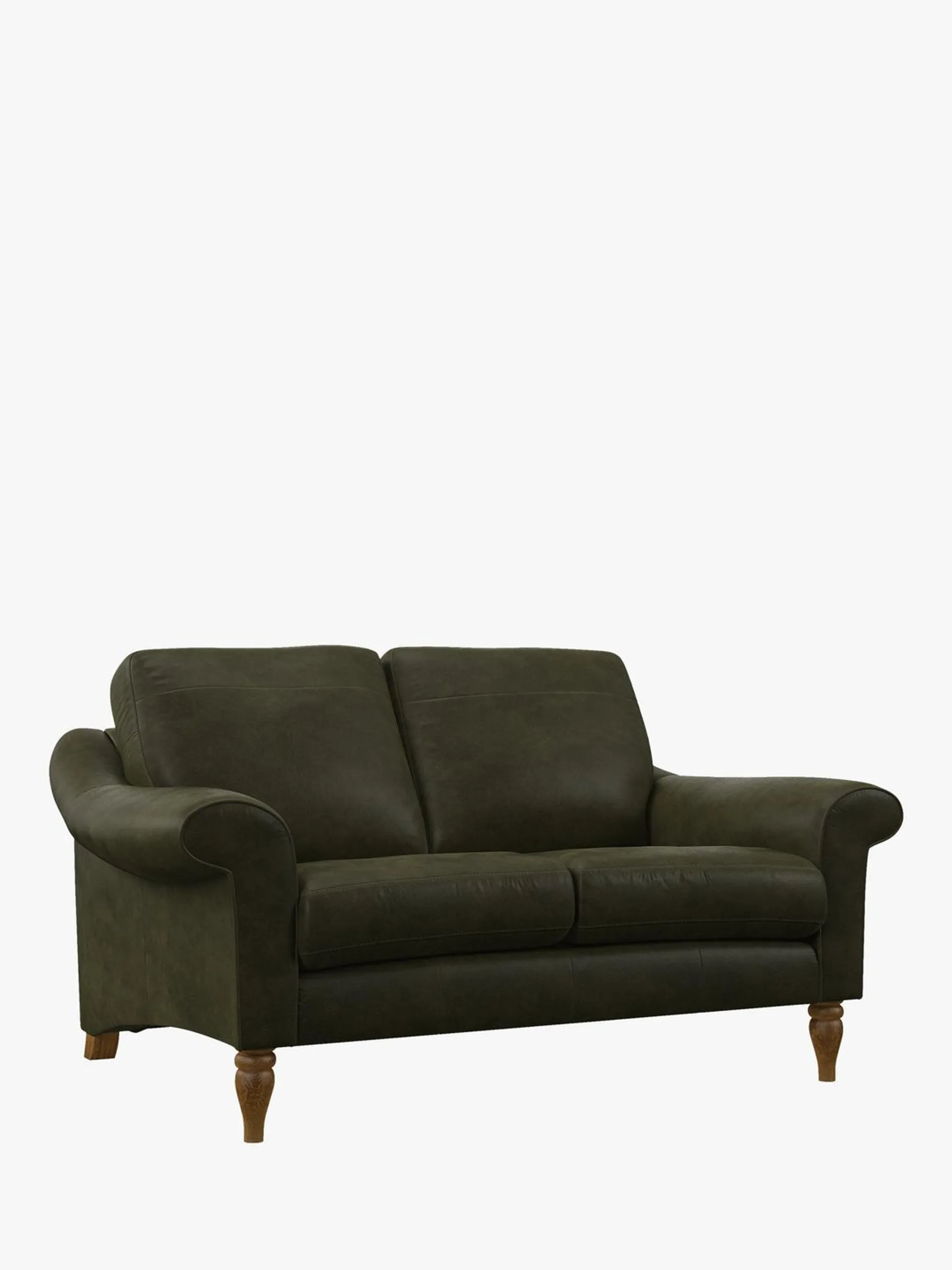 John Lewis Camber Small 2 Seater Leather Sofa, Light Leg, Demetra Green