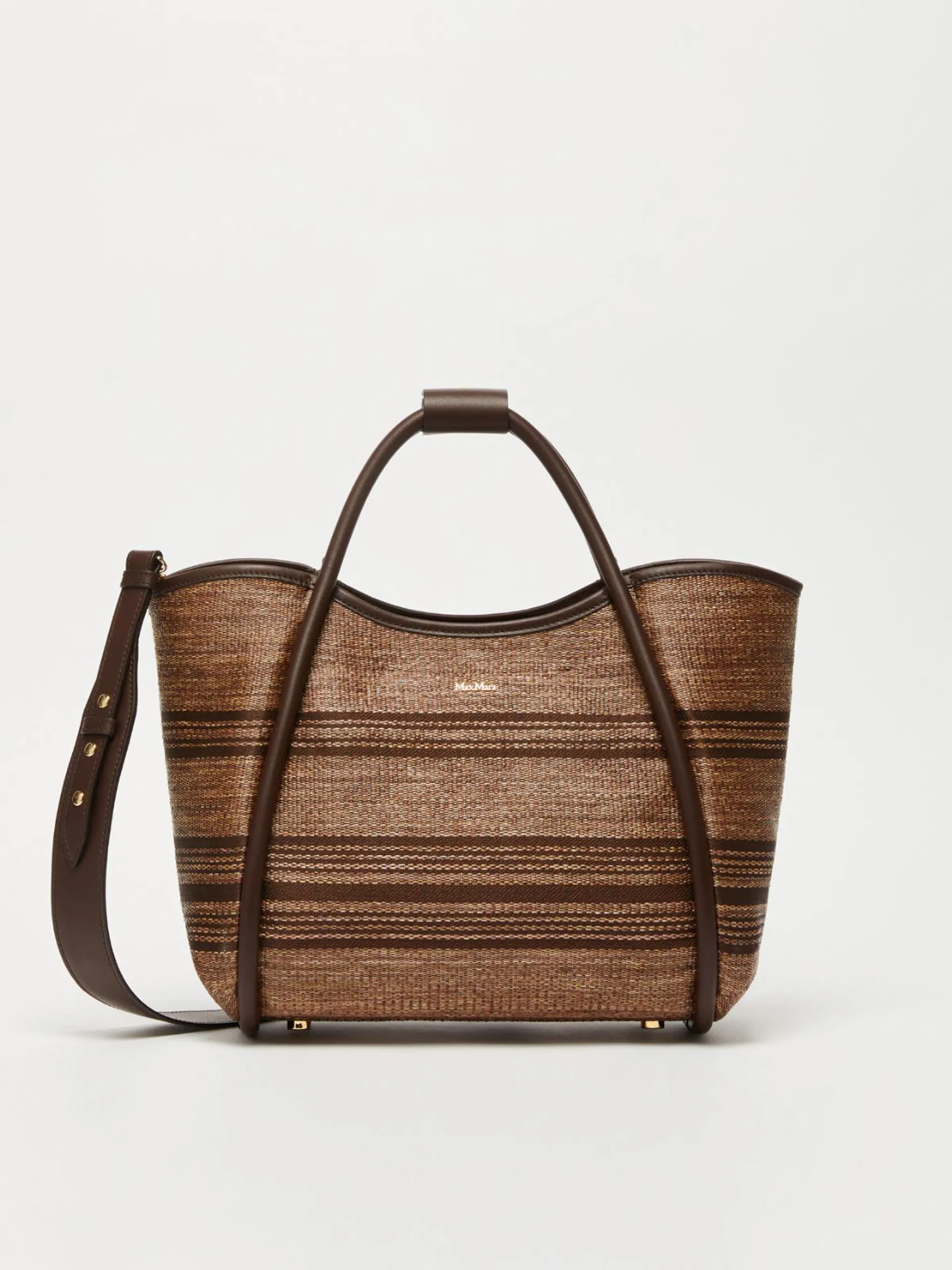 Jacquard raffia-effect fabric small Marine bag