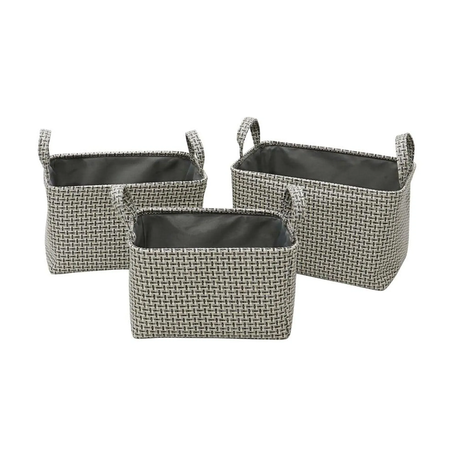 JVL Silva Set of 3 Rectangular Fabric Storage Baskets