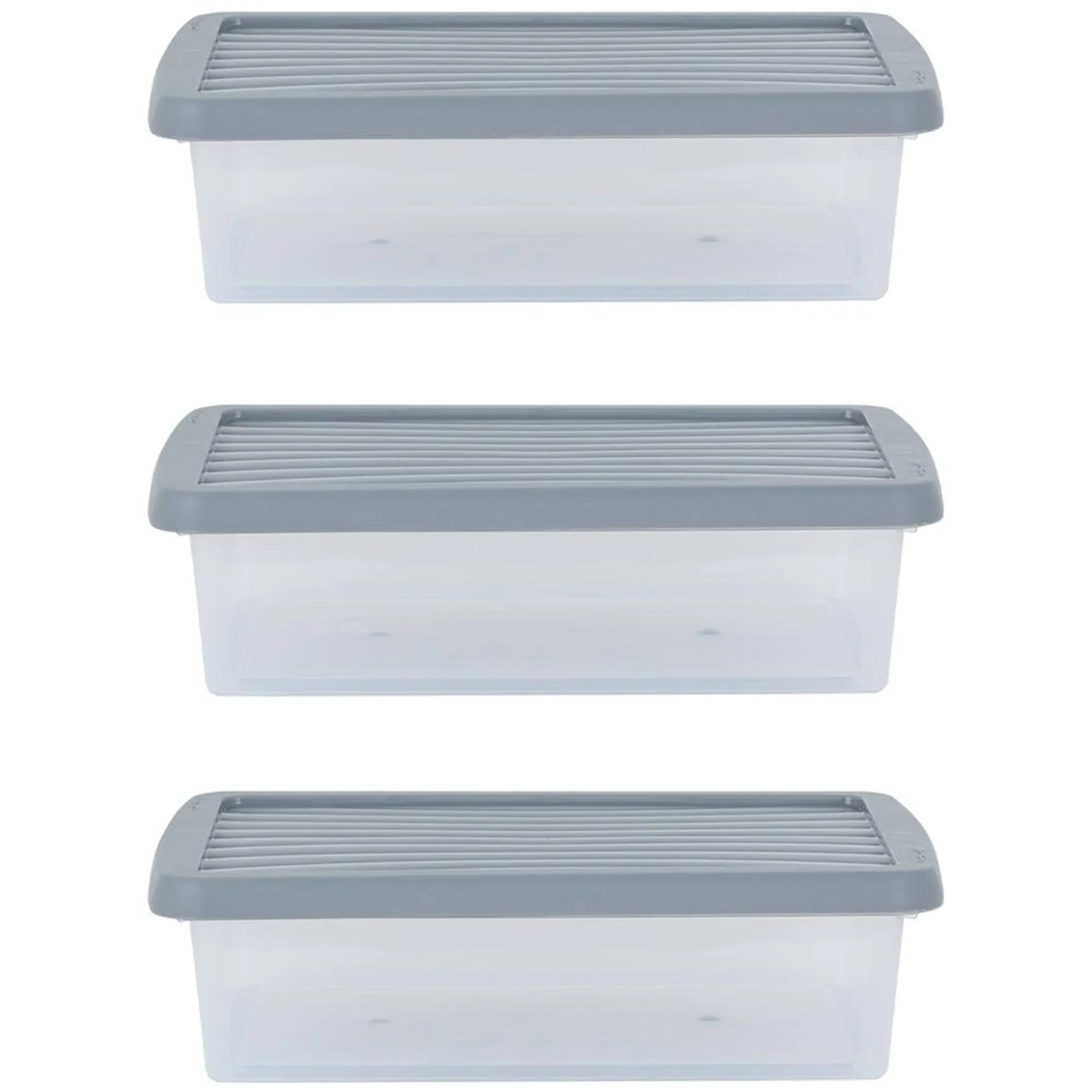 Wham 8L Stackable Plastic and Clear Storage Box and Lid 3 Pack