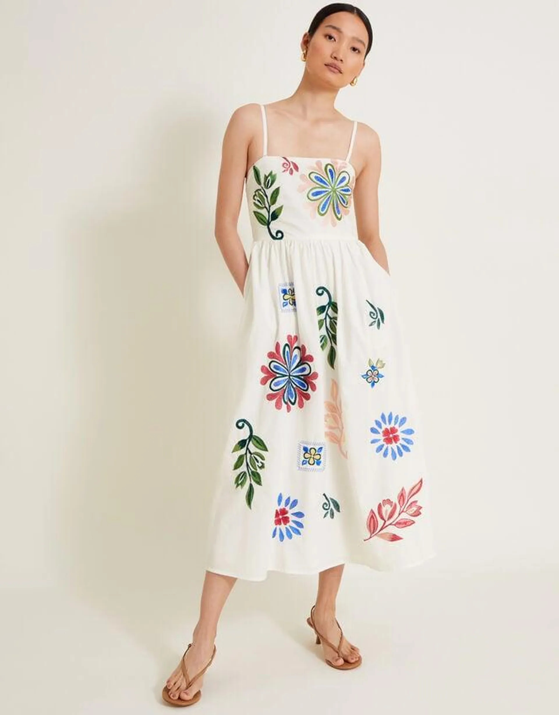 Polly Embroidered Dress White