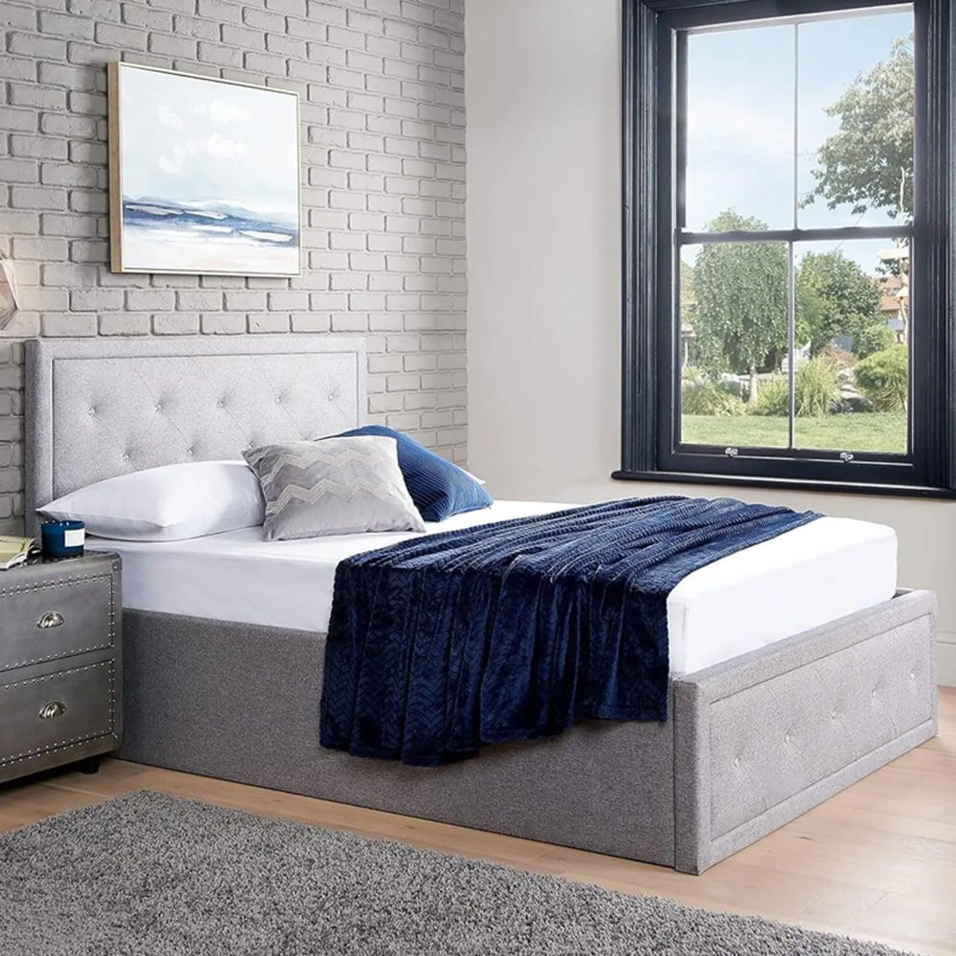 Home Treats King Size Crystal Grey Ottoman Bed