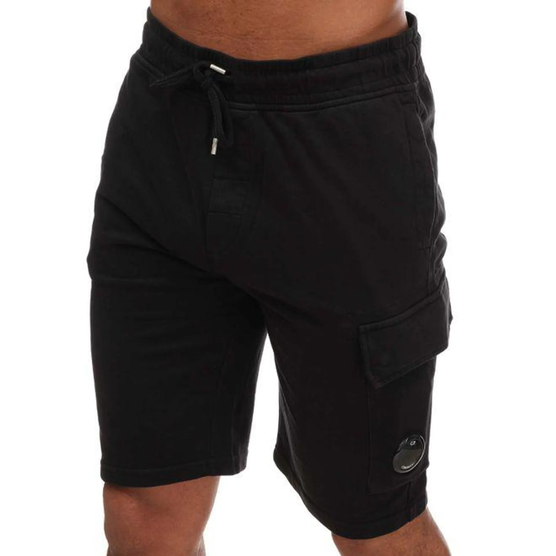 C.P. Company Mens Light Fleece Utility Shorts in Black