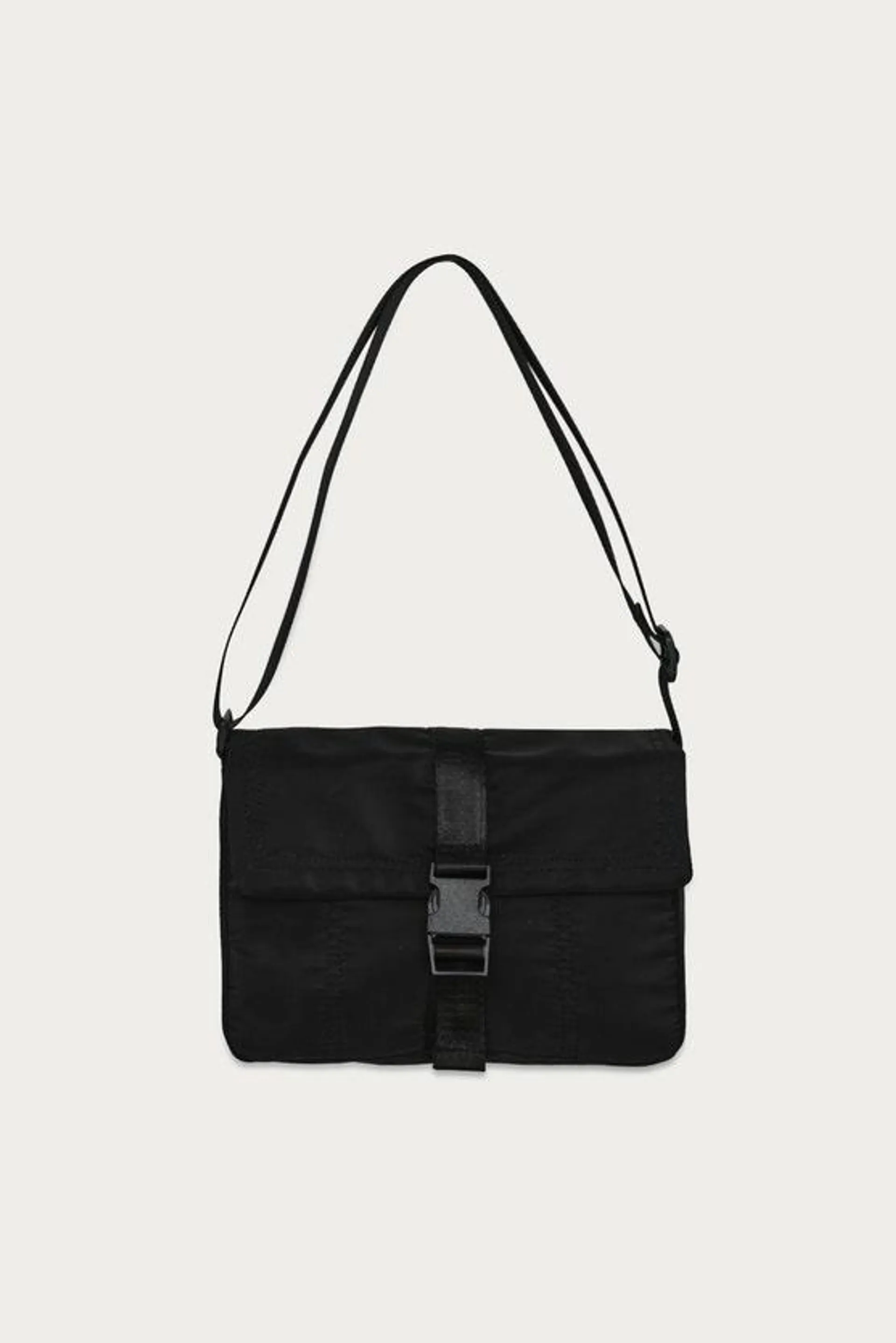 Black Nylon Safety Buckle Cross Body Bag