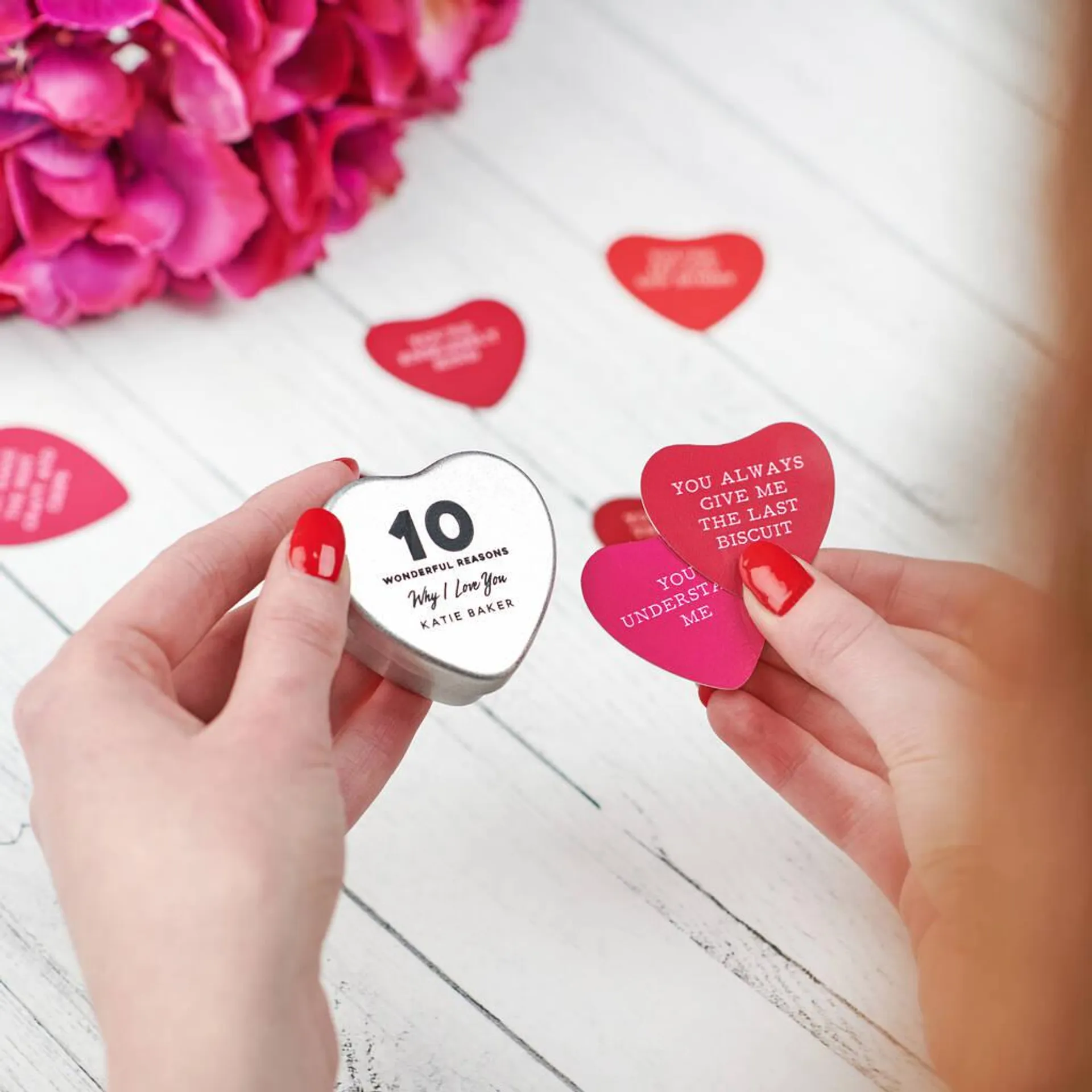 Personalised 10 Reasons I Love You Heart Tin