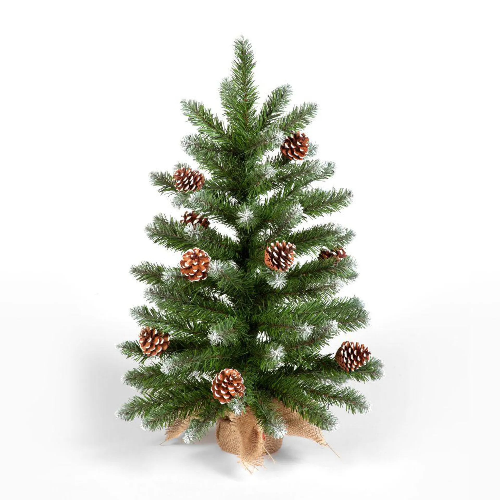 60cm Mini Frosted Norway Tree With Pine Cones