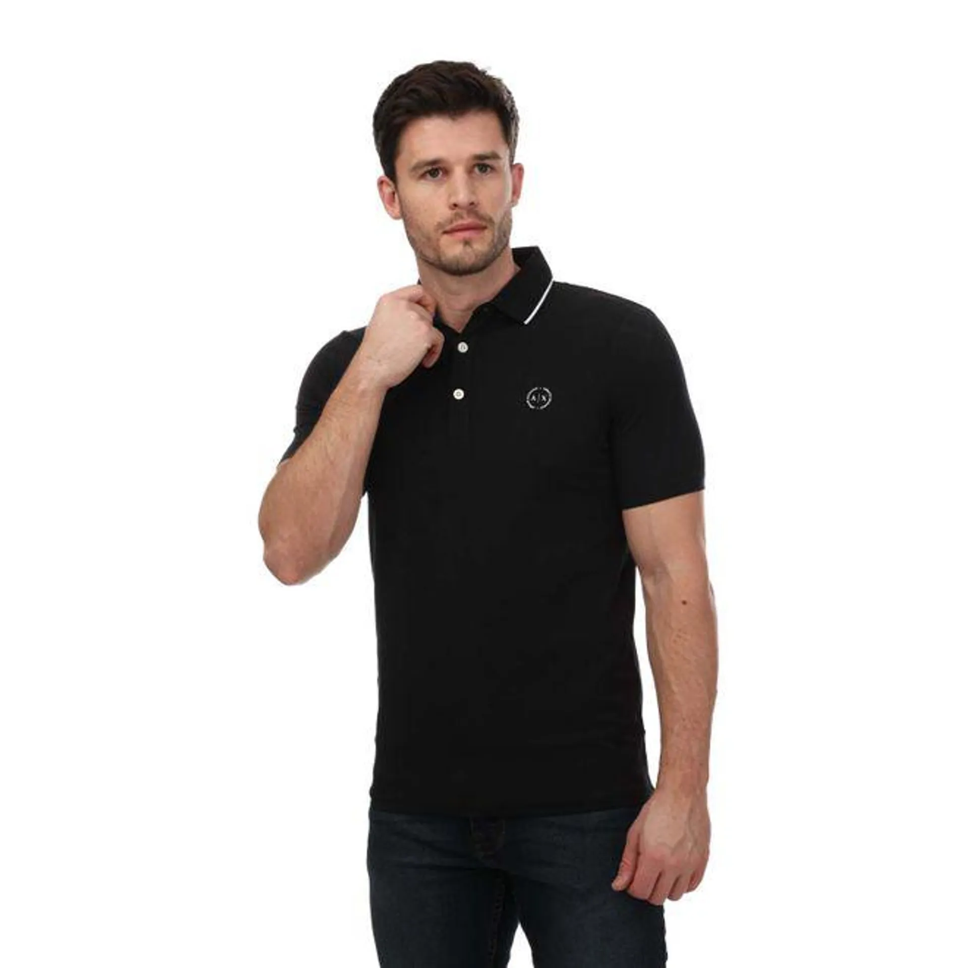 Armani Mens Essential Tipped Collar Polo Shirt in Navy