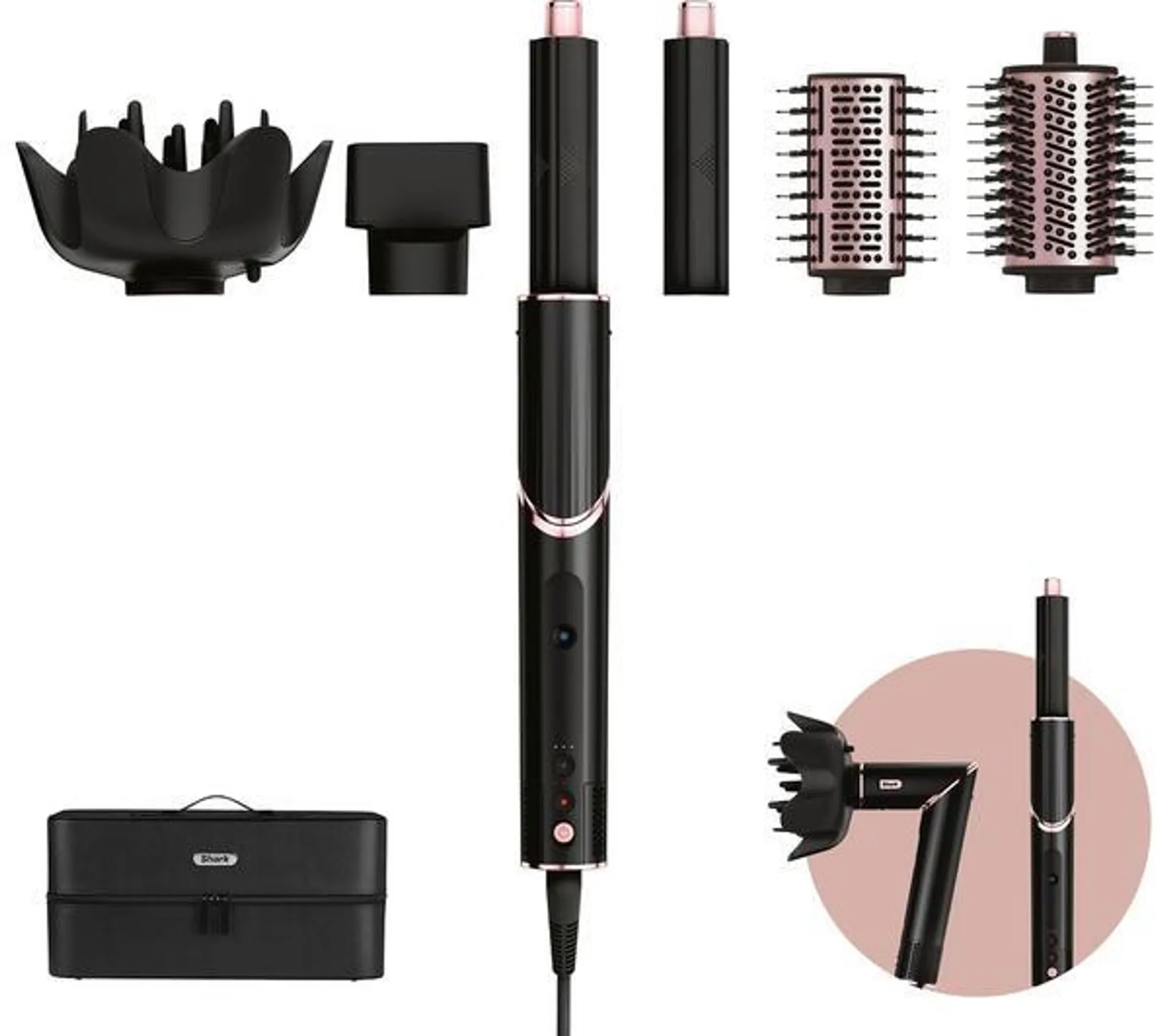 SHARK HD440UK FlexStyle 5-in-1 Air Styler & Hair Dryer with Storage Case - Black & Rose Gold