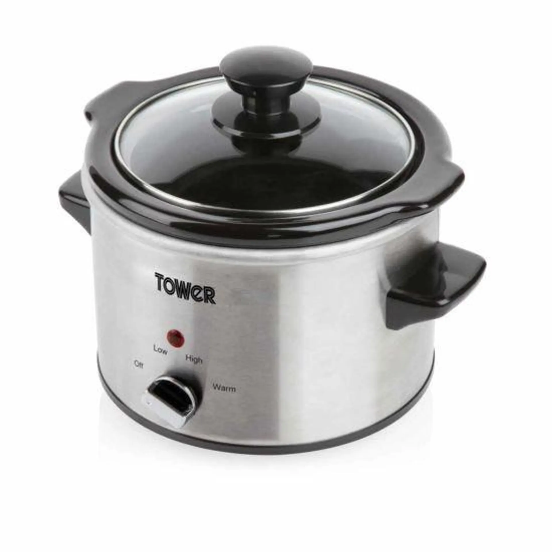Tower T16020 120W 1.5L Slow Cooker with 3 Heat Settings - Stainless Steel