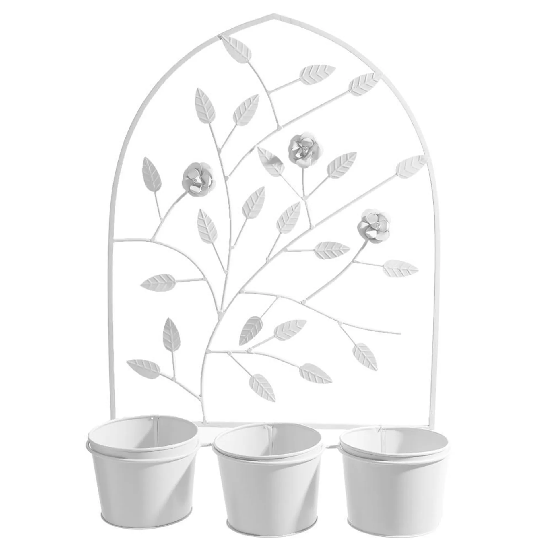 The Outdoor Living Collection: 3 Planter Wall Stand - White