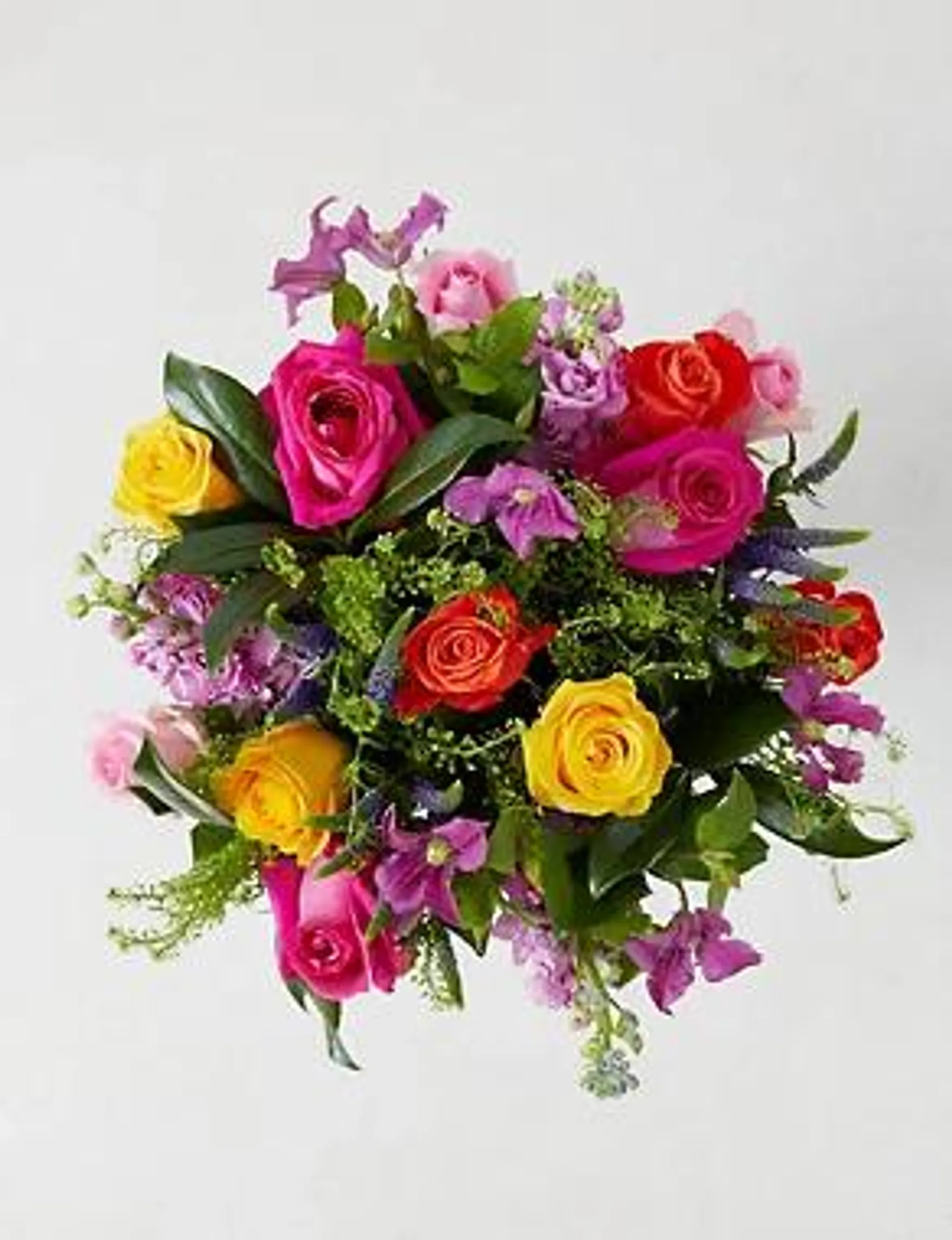 Roses, Stocks & Clematis Bright Bouquet
