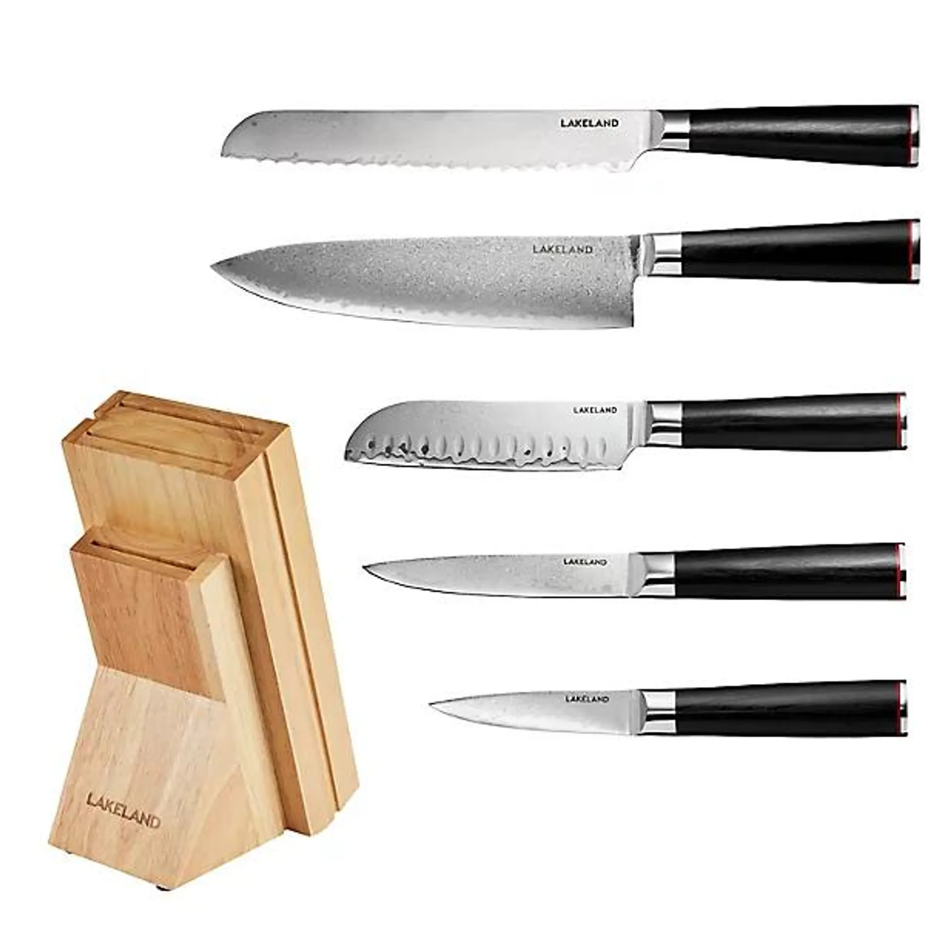 Lakeland Multi Knife Block Damascus 5-Piece Knife Bundle