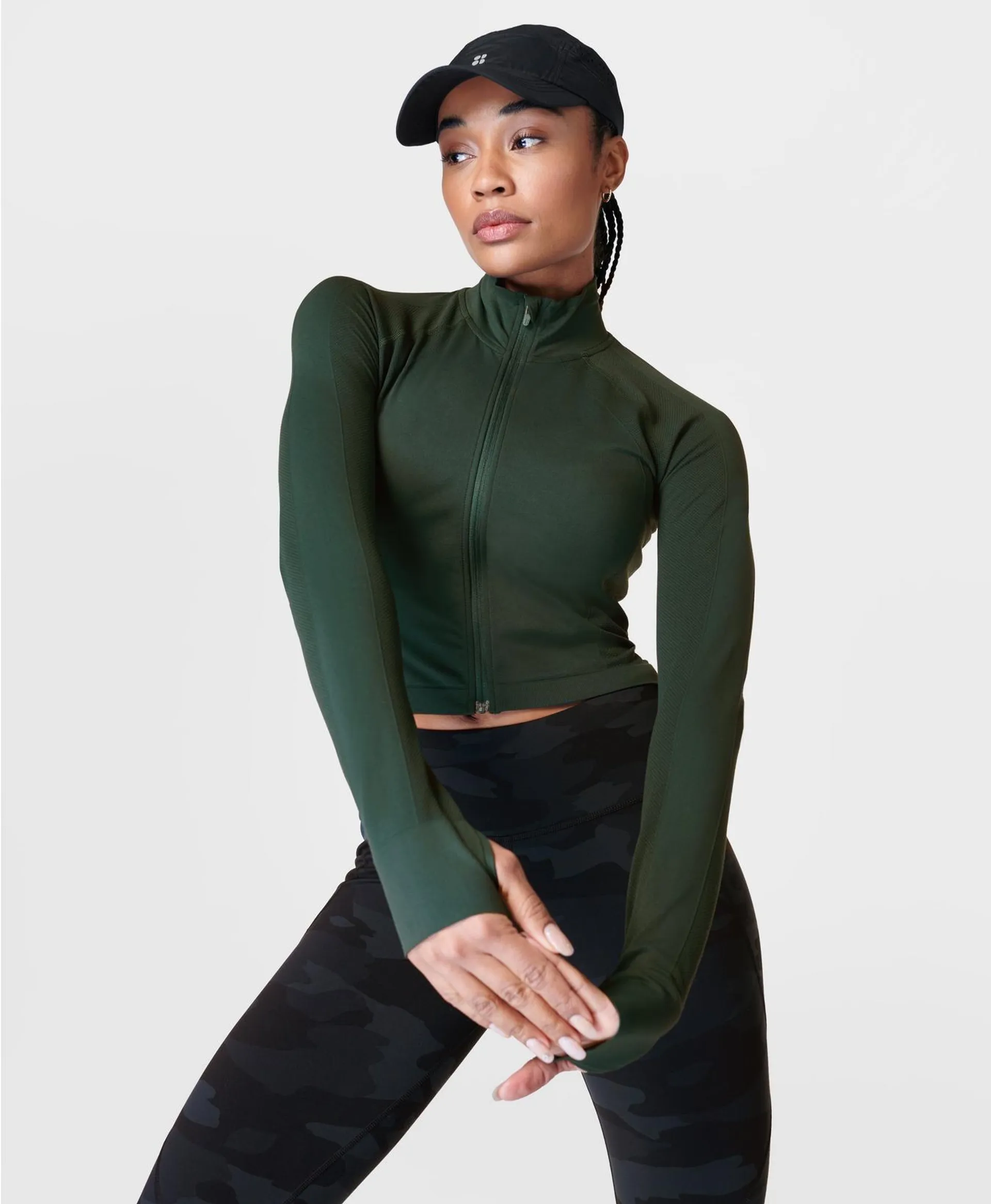 Athlete Crop Seamless Gym Zip Up