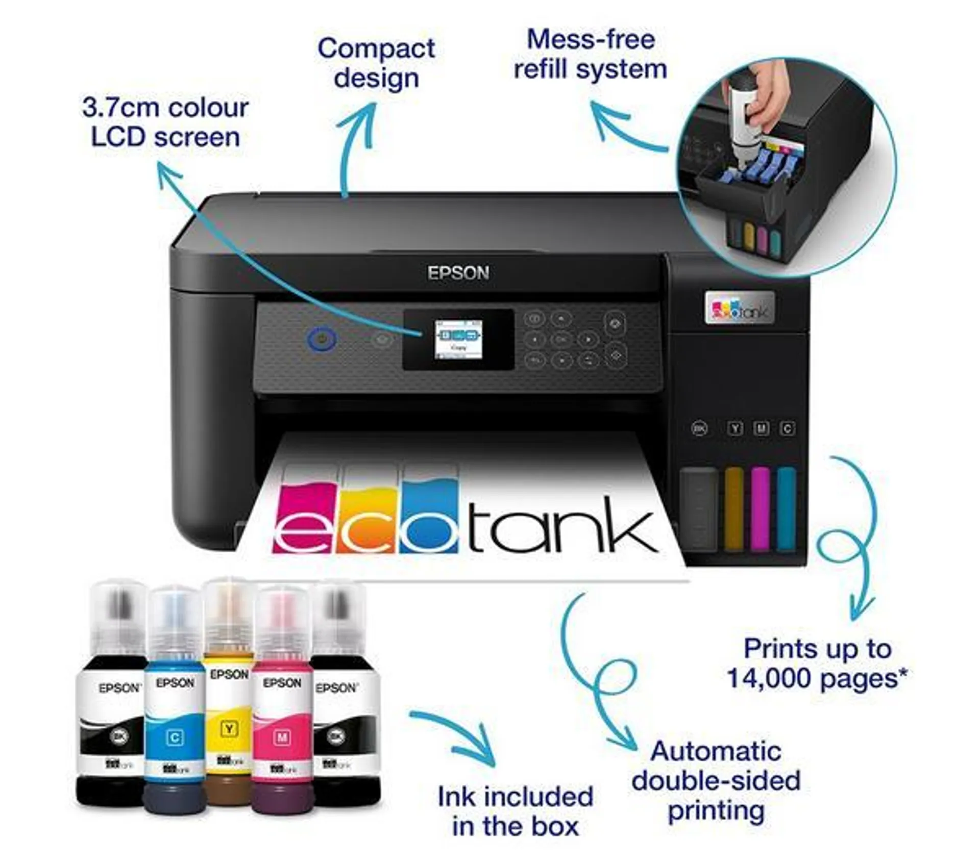 EPSON EcoTank ET-2850 All-in-One Wireless Inkjet Printer