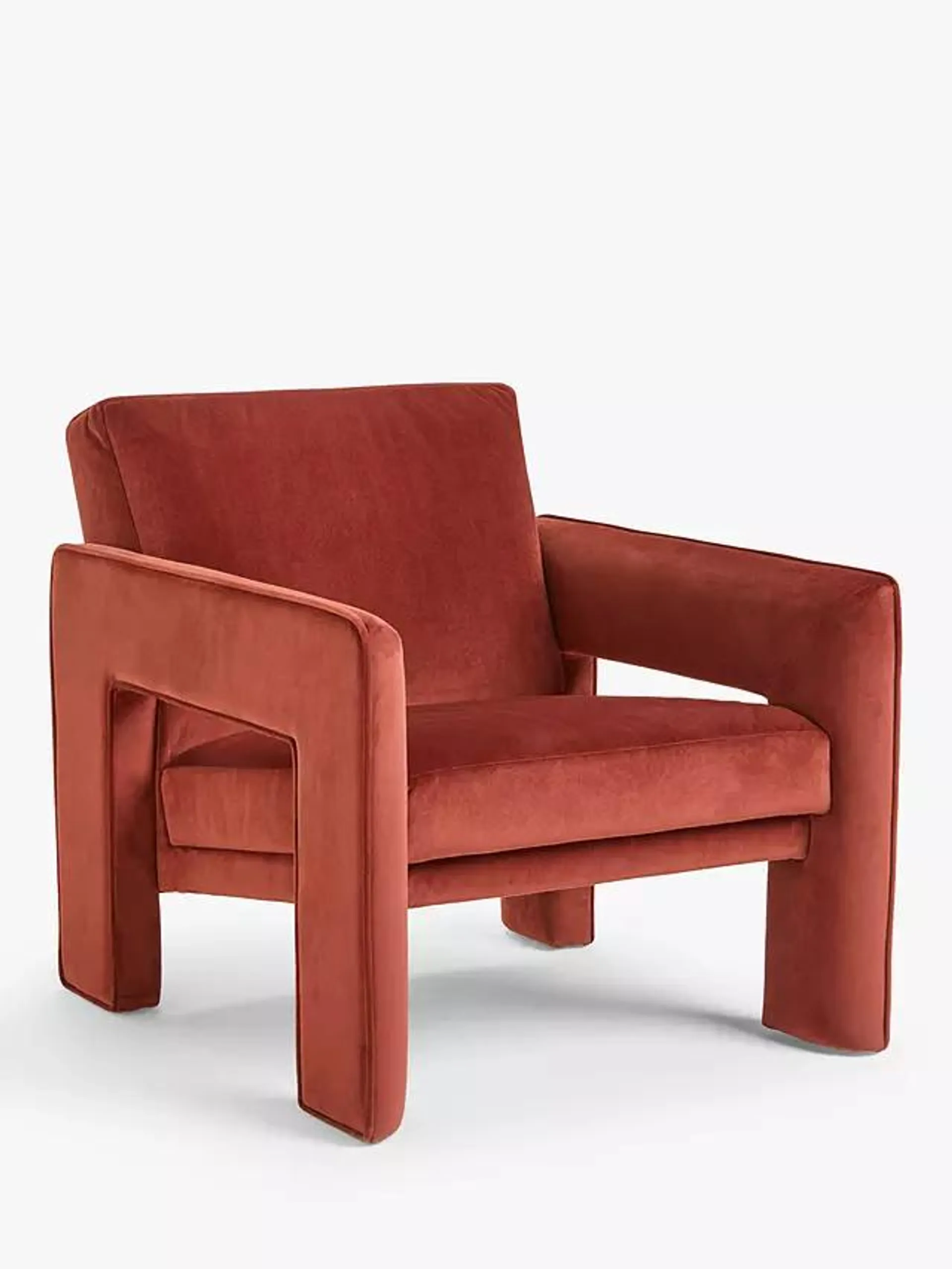 John Lewis Blocky Armchair, Rust Velvet