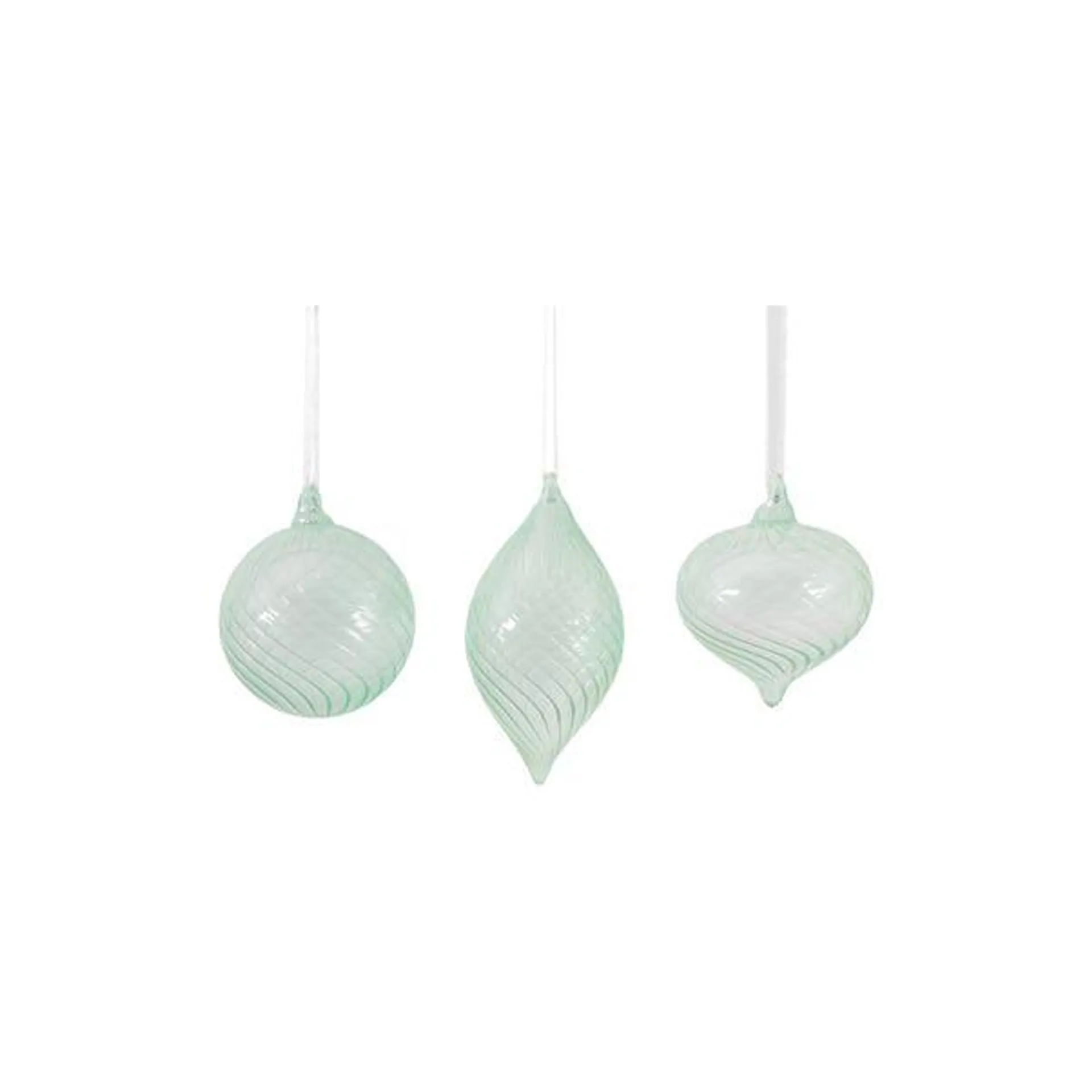 Set of 3 Textured Mint Green Baubles