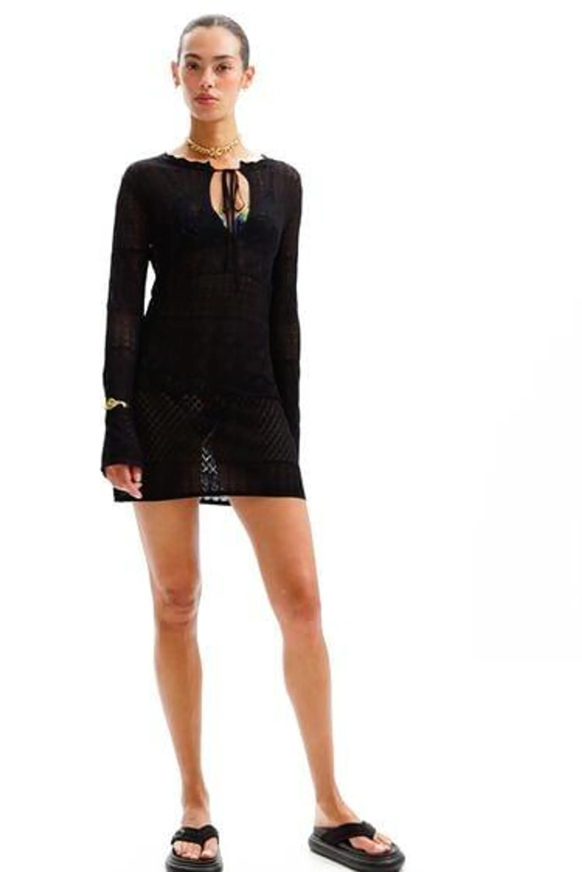 Short openwork tunic dress