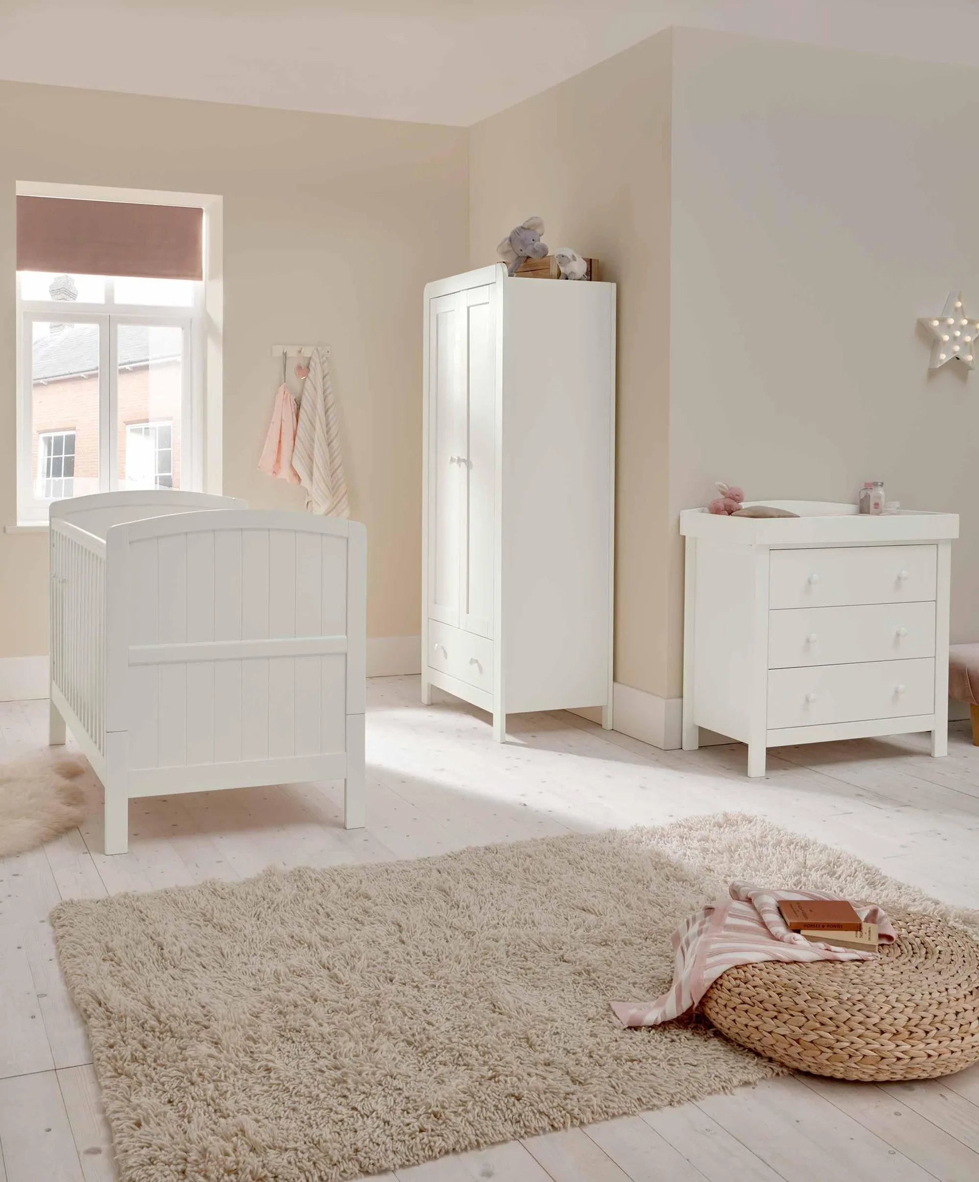 Dover 3 Piece Cotbed Range with Dresser Changer & Wardrobe - White