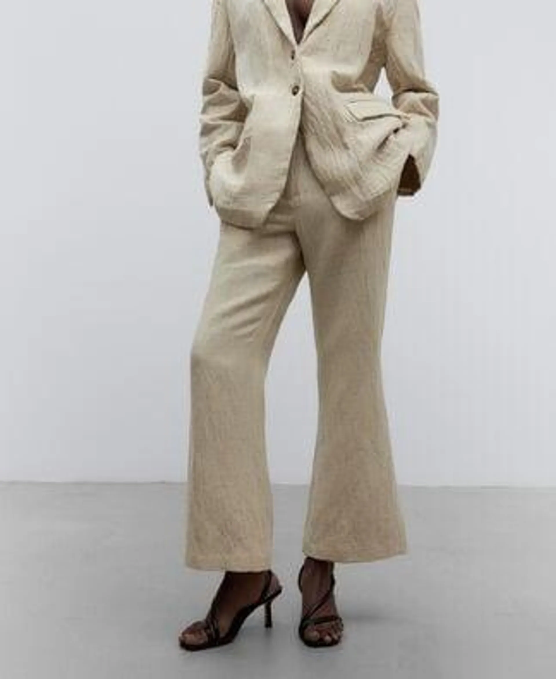 Ecru ankle-length trousers woman