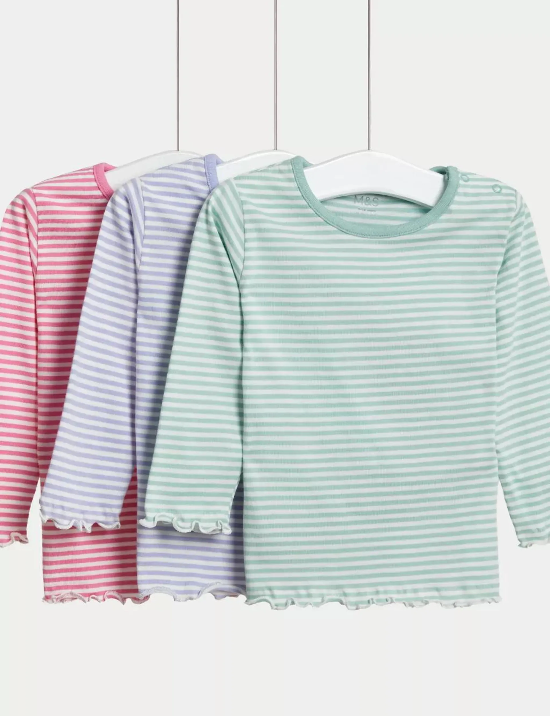 3pk Pure Cotton Striped Tops (0-3 Yrs)