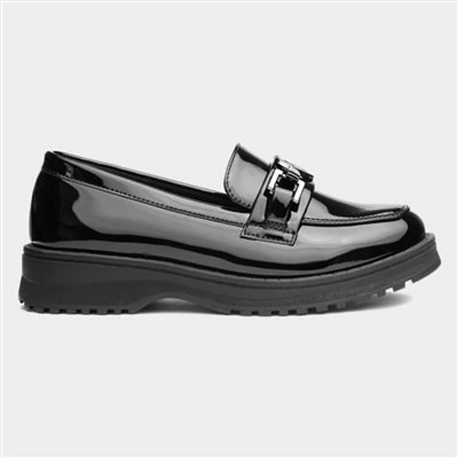 Una Kids Black Patent Loafer