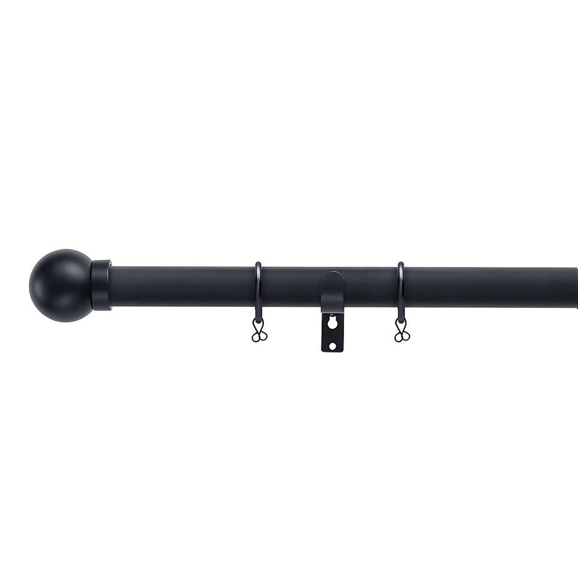 Black Extendable Curtain Pole with Ball Finial- 170-300cm (Dia 25/28mm)