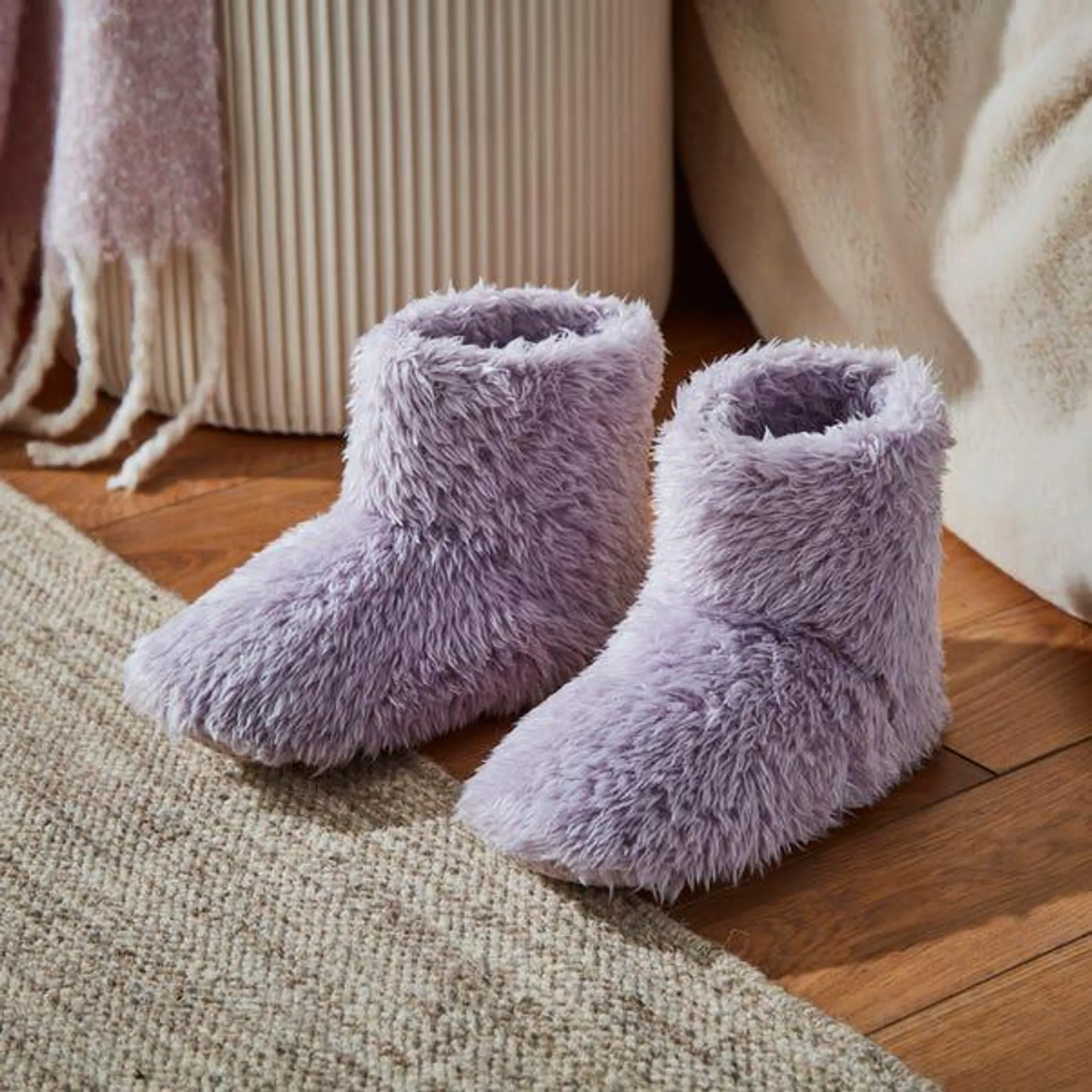 Teddy Slipper Boots, Lilac