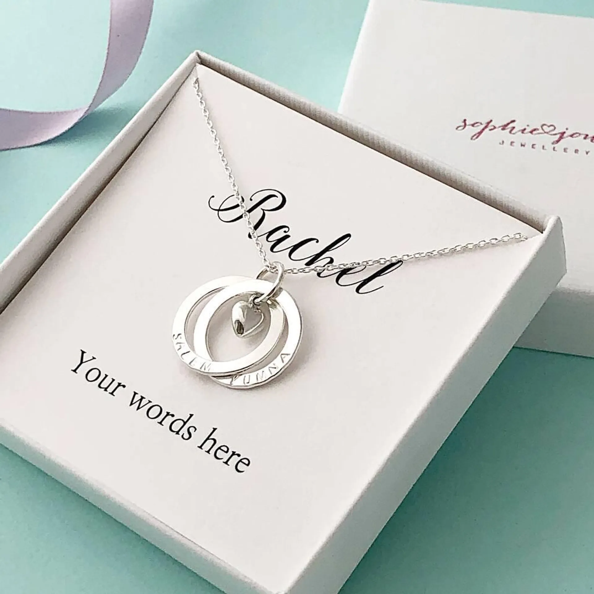 Personalised Silver Rings Anniversary Necklace