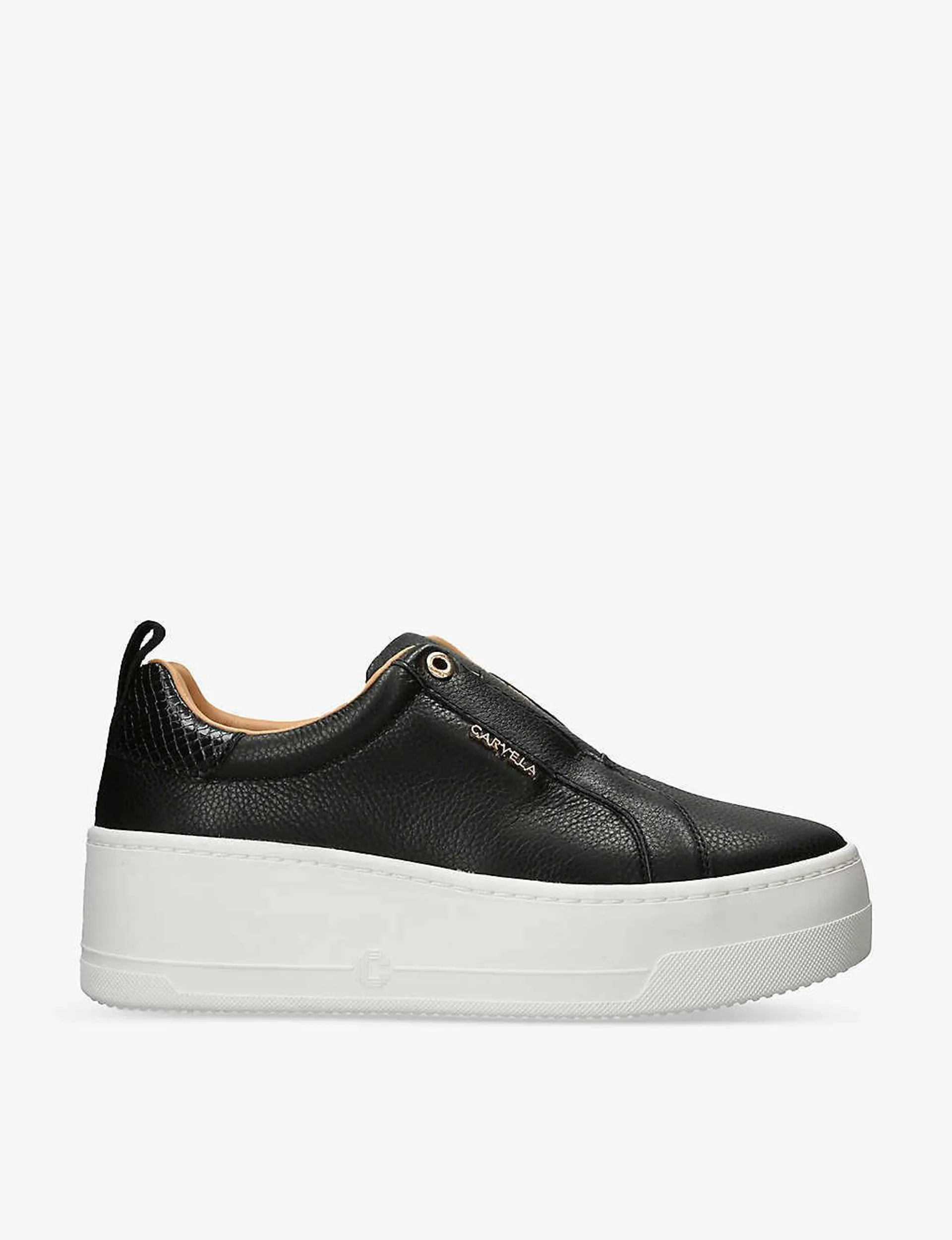 Connected Laceless platform leather trainers