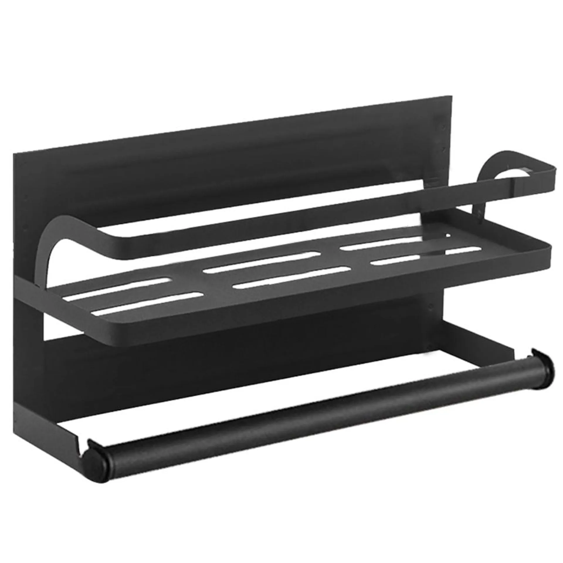 Living And Home WH0974 Black Metal Floating Shelf Magnetic Storage Rack