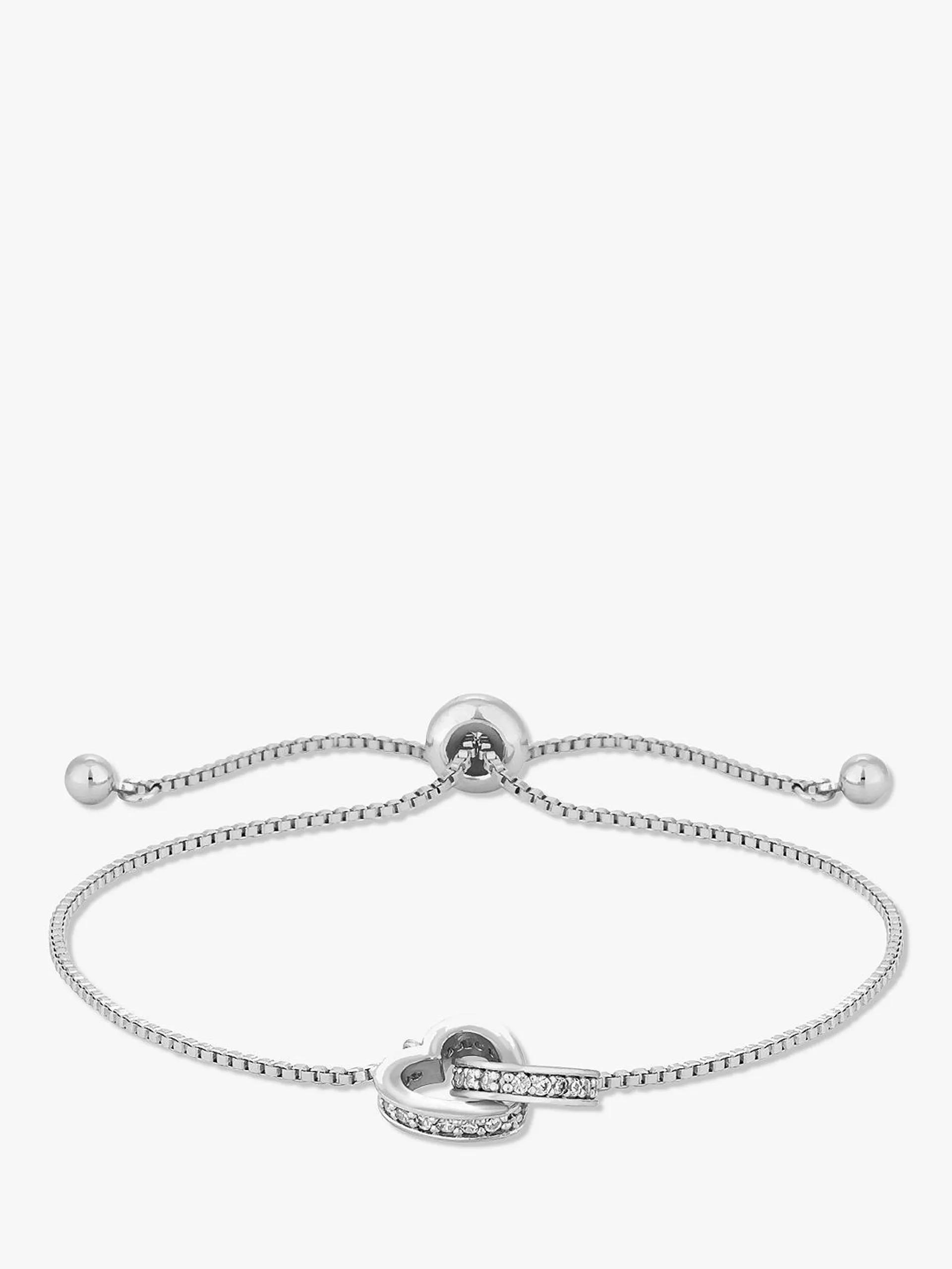 Jon Richard Heart Link Cubic Zirconia Toggle Bracelet, Silver