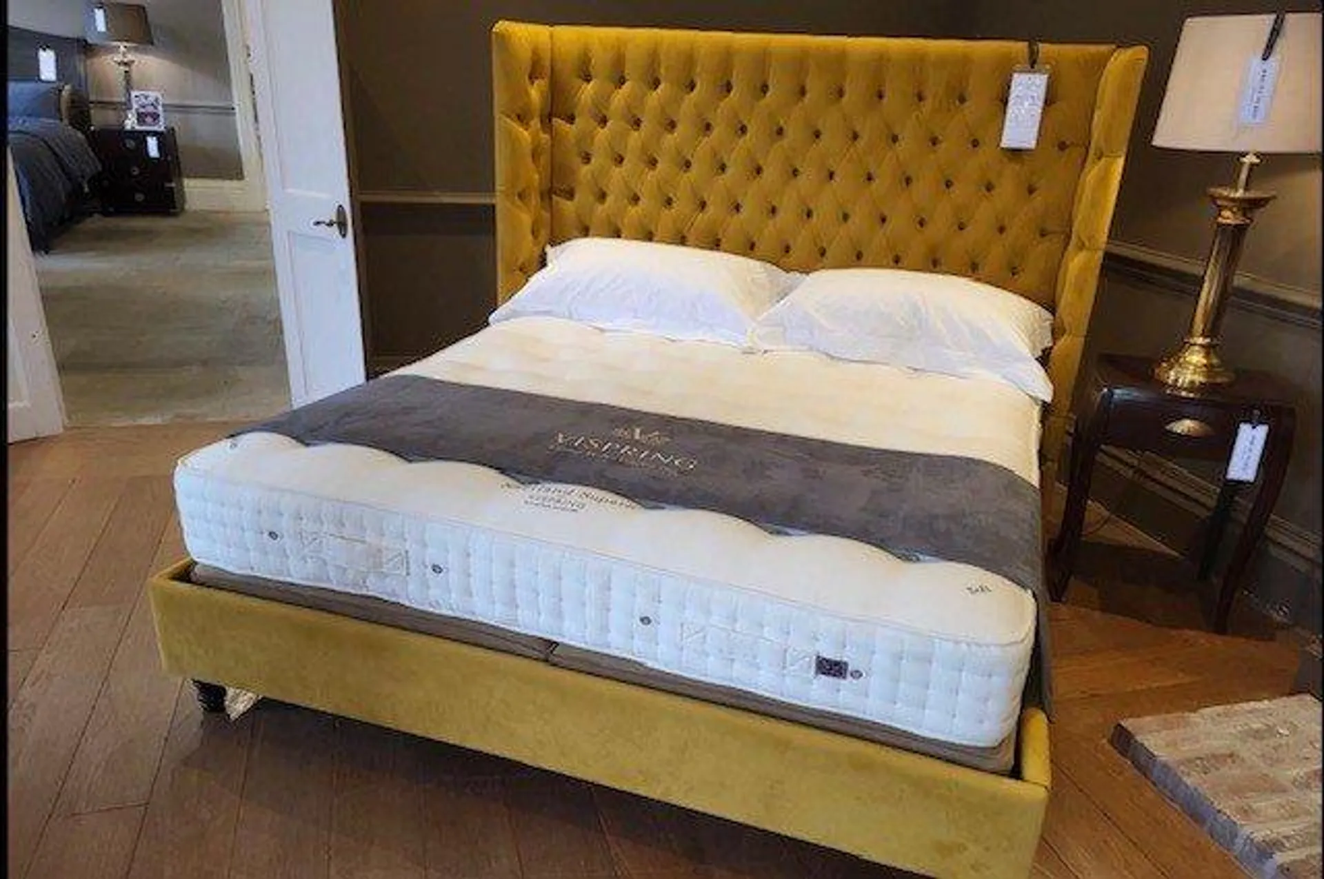 Emilia Winged Bedstead & Vispring Shetland Superb Mattress and Base only - Superking - Ex Display