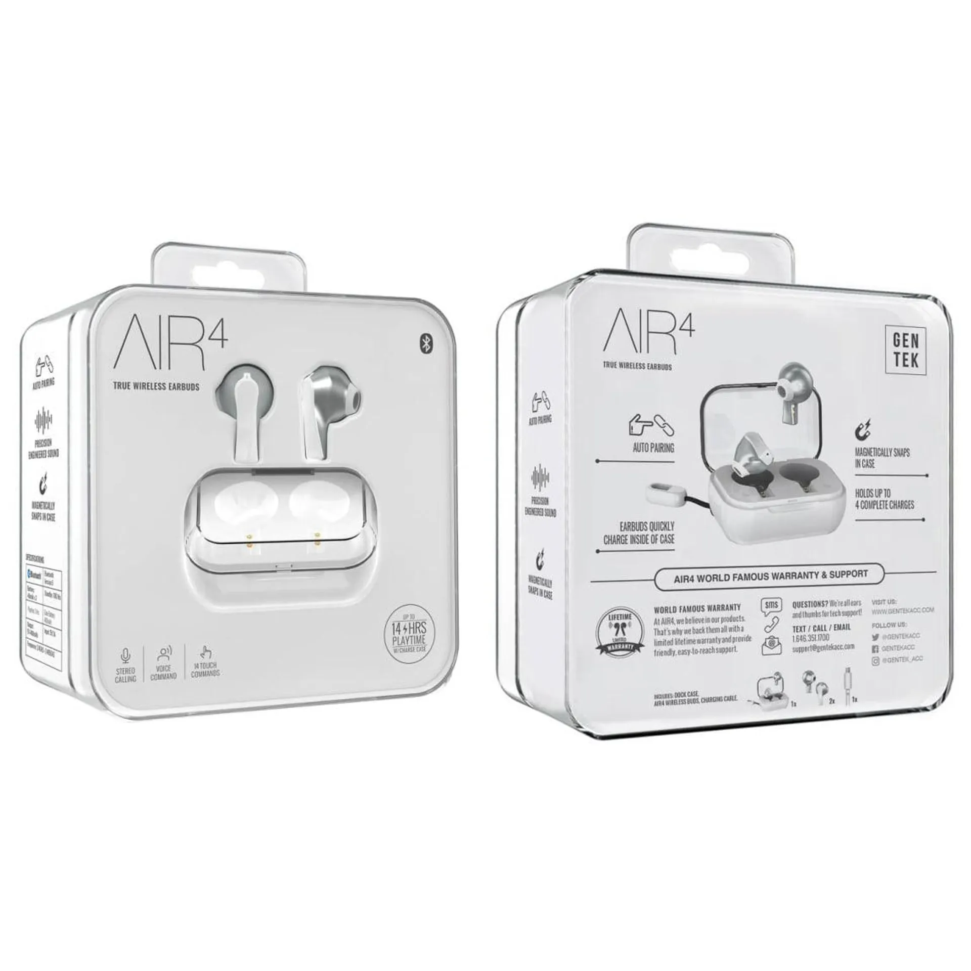 Air4 True Wireless Earbuds with Charging Case - White