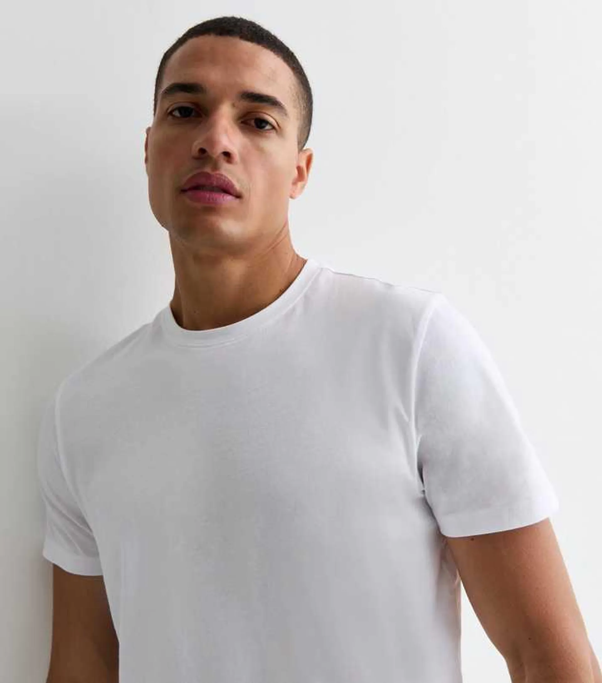 White Cotton Crew Neck T-Shirt