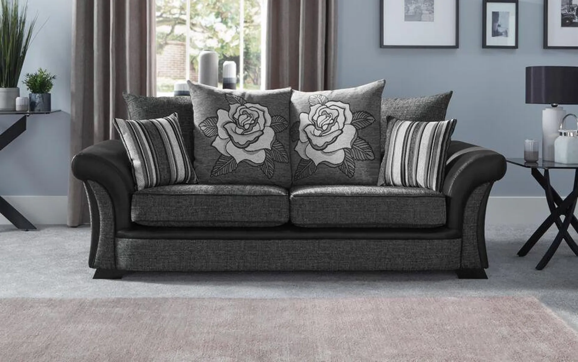 Piper Fabric 3 Seater Scatter Back Sofa