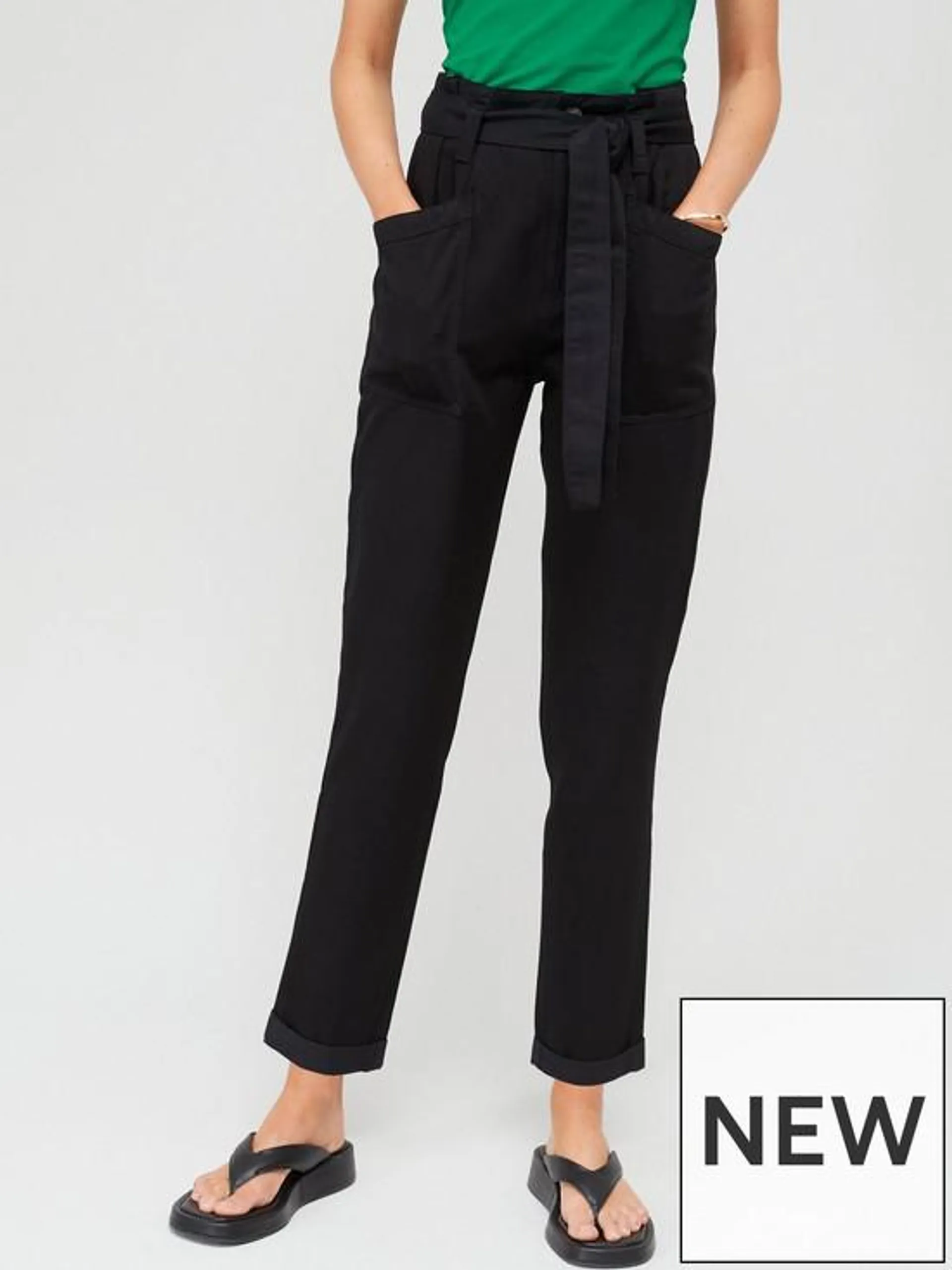 Paperbag Soft Touch Trousers - Black