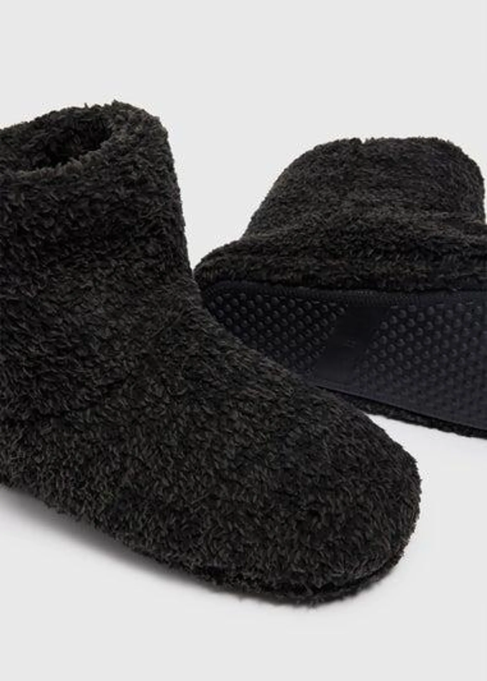 Charcoal Fluffy Gown Slipper Boots