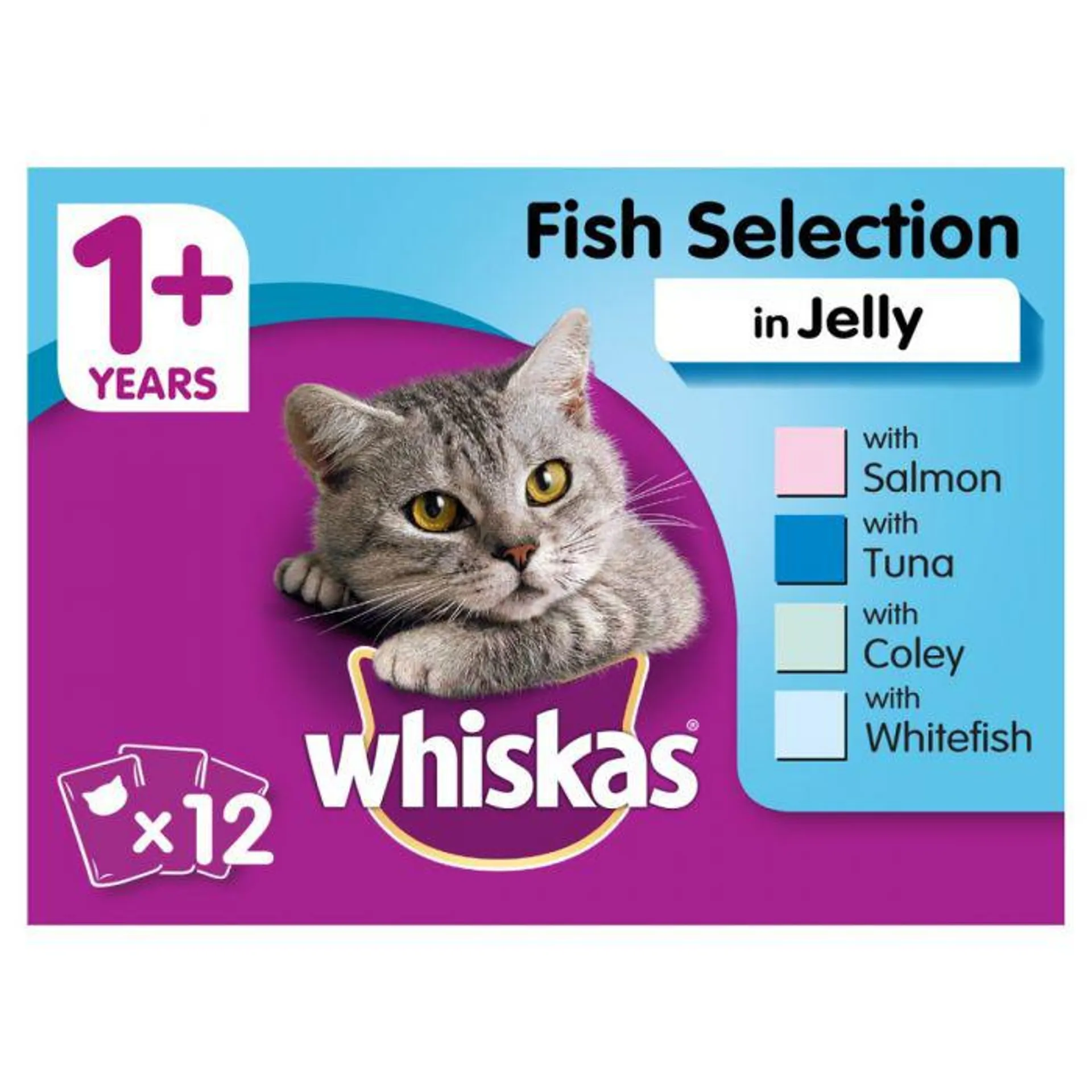 Whiskas 1+ Cat Pouches Fish Selection 12 x 100g